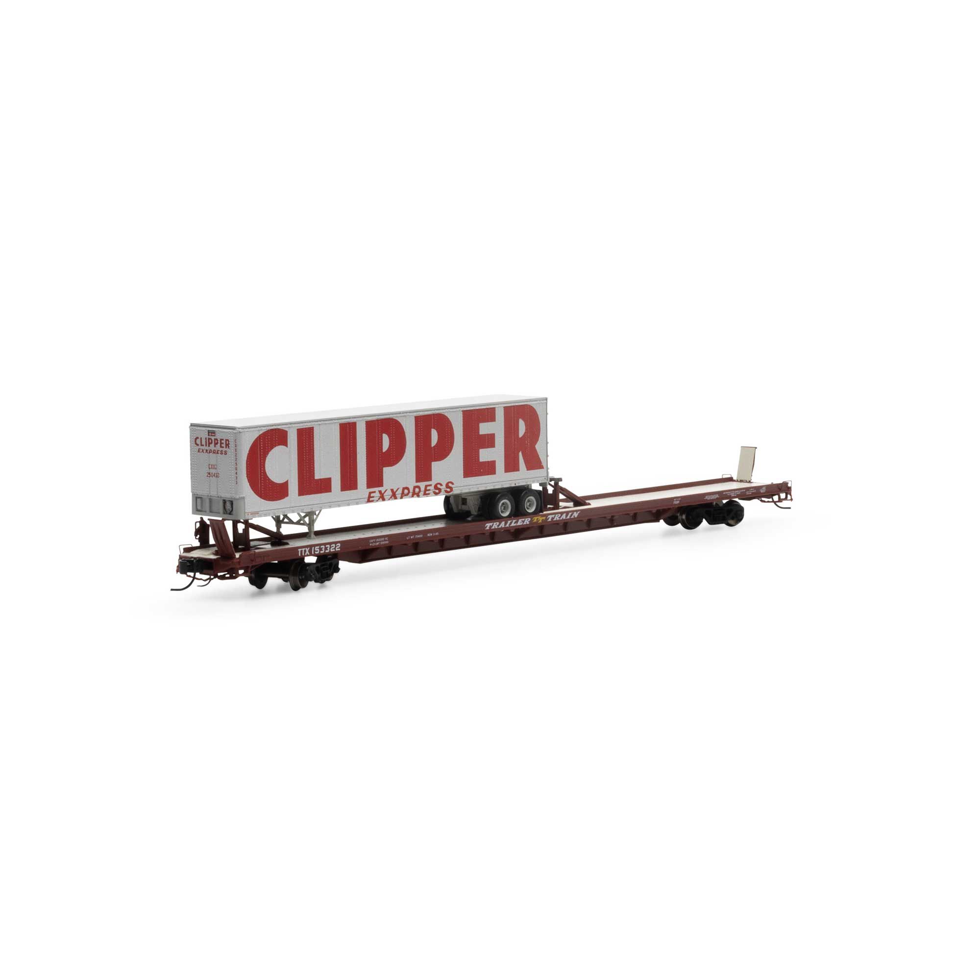 Athearn N F89-F Flat with Trailer, TTX/Brown #153322 Model Train