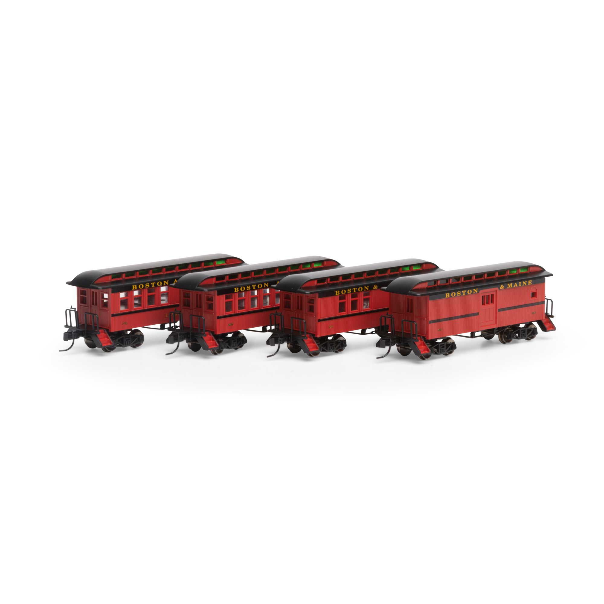 Athearn N 34' Old Time Overton Passenger Coach Set, B&M (4) Model