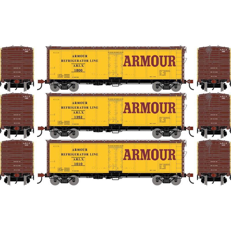 HO ATH 40' Steel Refrigerator Car, ARLX #1010/1352/1800 (3)