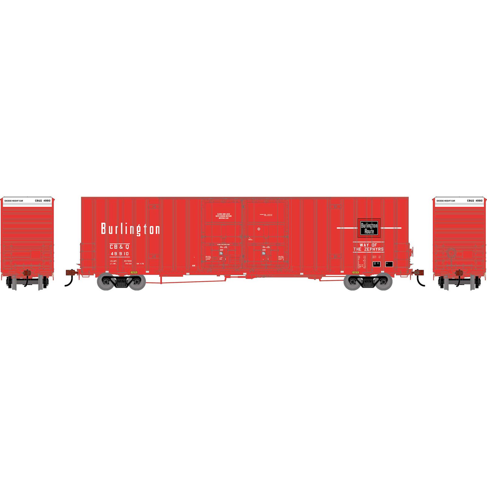 HO ATH 60' Gunderson High-Cube Double Door Box Car, Legendary Liveries CBQ #49910