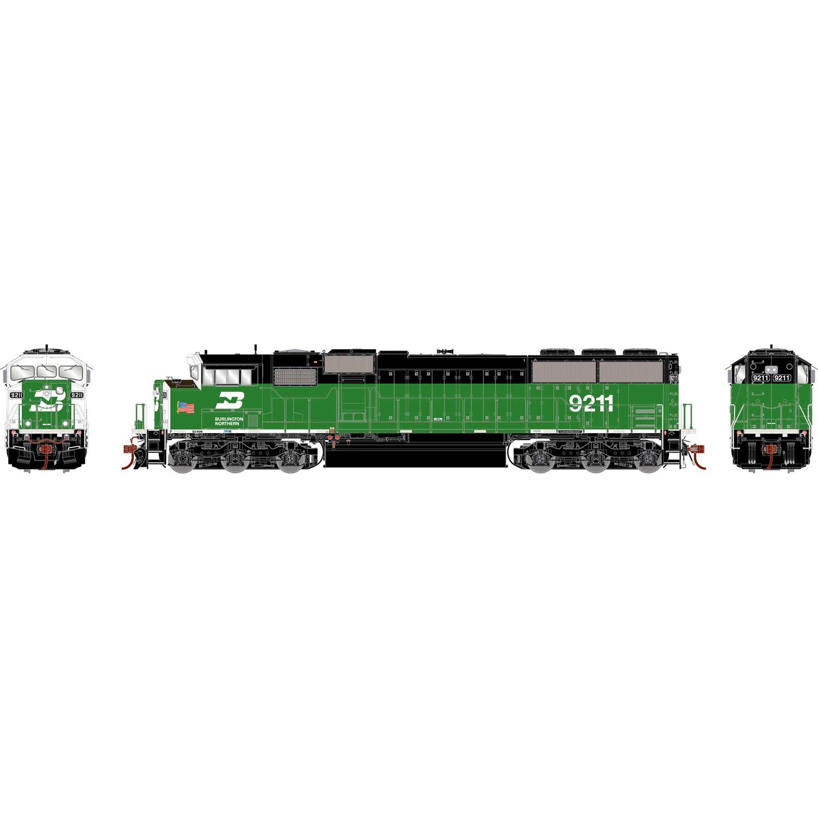 HO SD60M Tri-Clops Locomotive with DCC & Sound, BN #9211