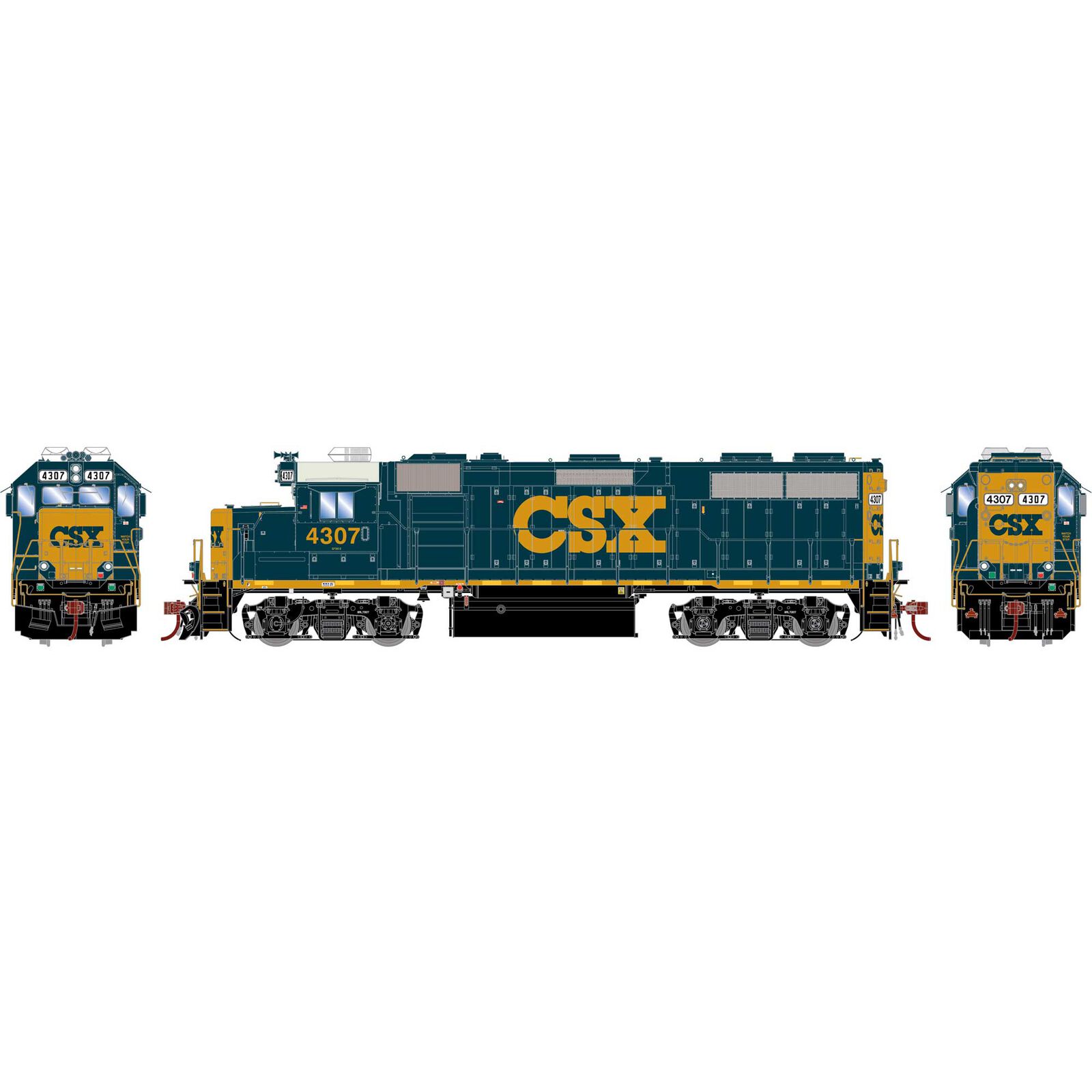 HO GP39-2 Locomotive with DCC & Sound, CSX/YN3 #4307
