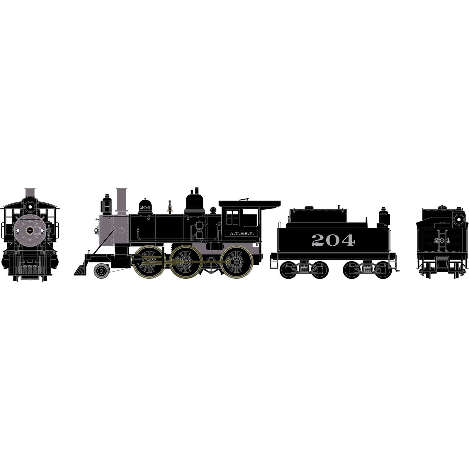 HO RTR Old Time 2-6-0 Mogul with DCC & Sound, ATSF #204