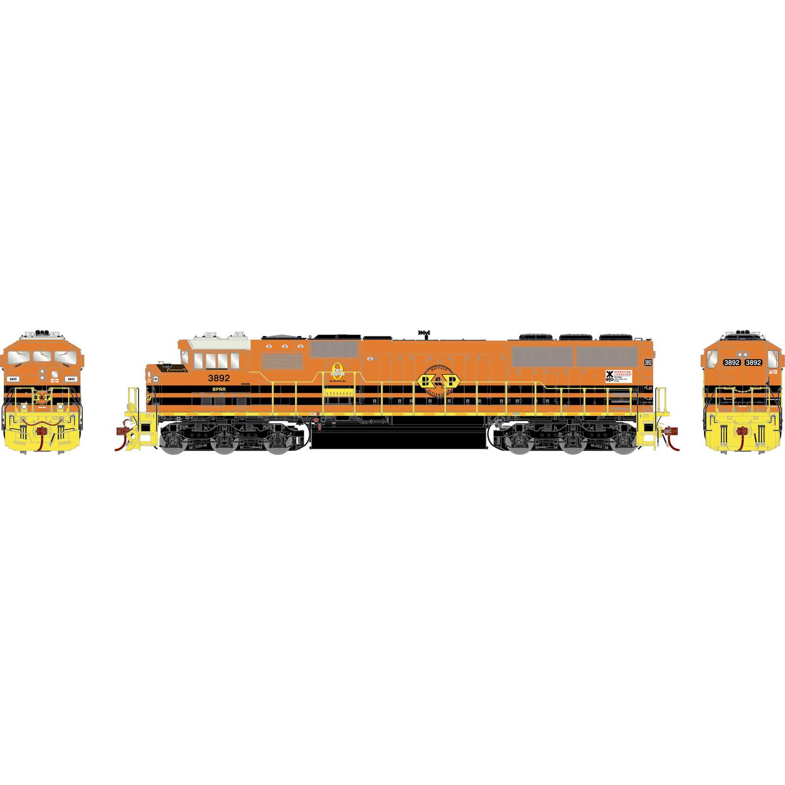 HO SD60M Tri-Clops Locomotive with DCC & Sound, BPRR #3892