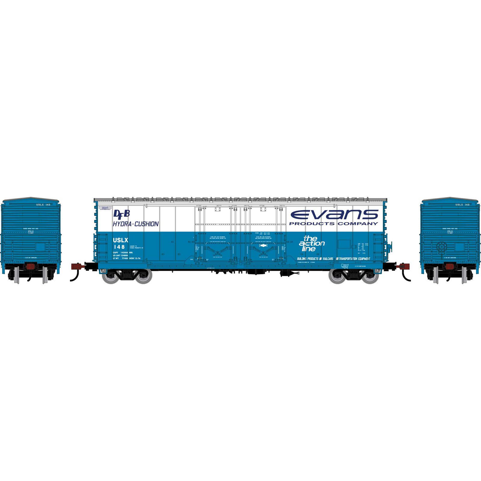 Athearn HO ATH 50' Evans Double Plug Door Box Car, USLX 'The Action Line' #148