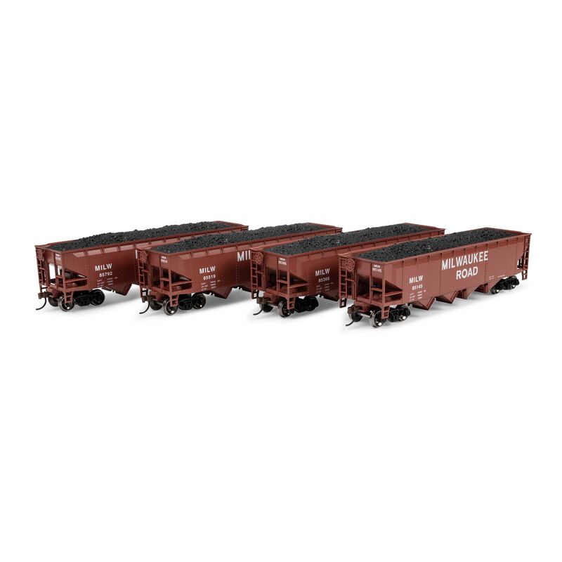 HO ATH 40' 4-Bay Offset Hopper with Load, MILW #85145/85366/85519/85792 (4)