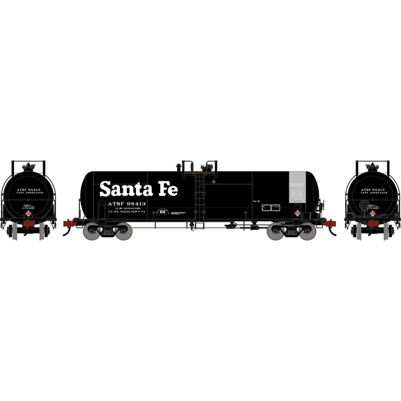 Athearn HO ATH RTC 20,900 Gallon Acid Tank Car, ATSF #98413