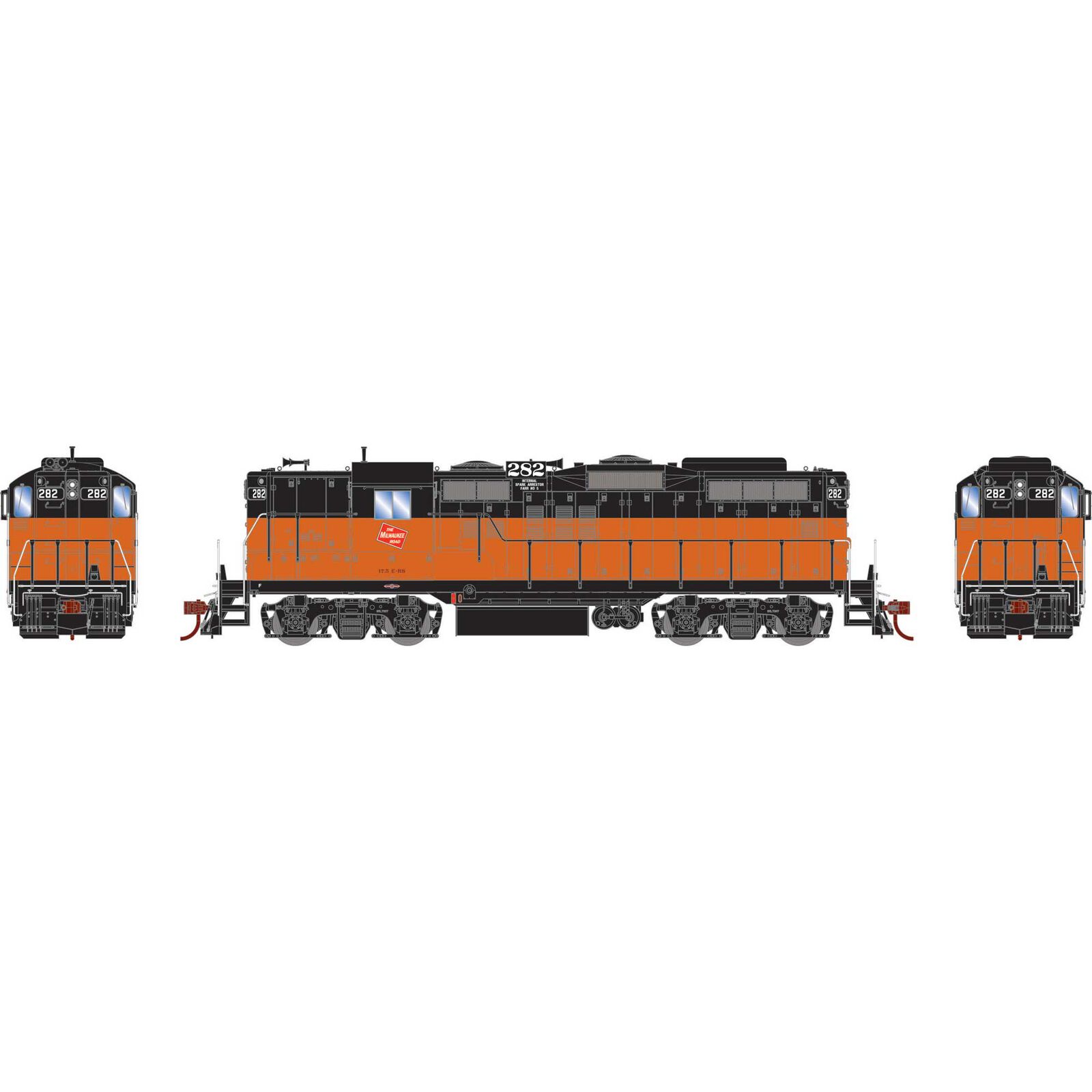 HO GP9 Locomotive with DCC & Sound, MILW #282