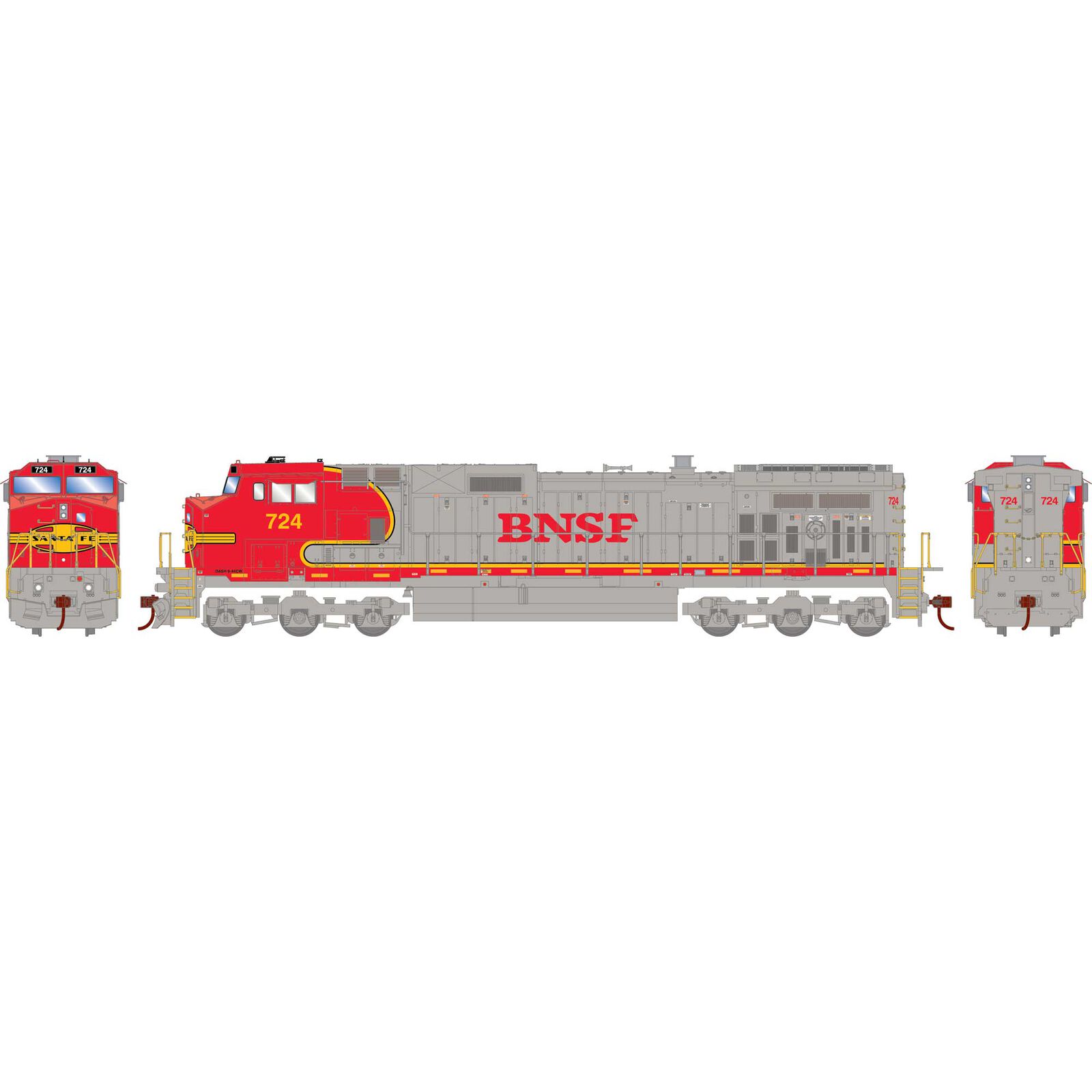 HO Dash 9-44CW Locomotive Sound-Ready, BNSF & Warbonnet #724