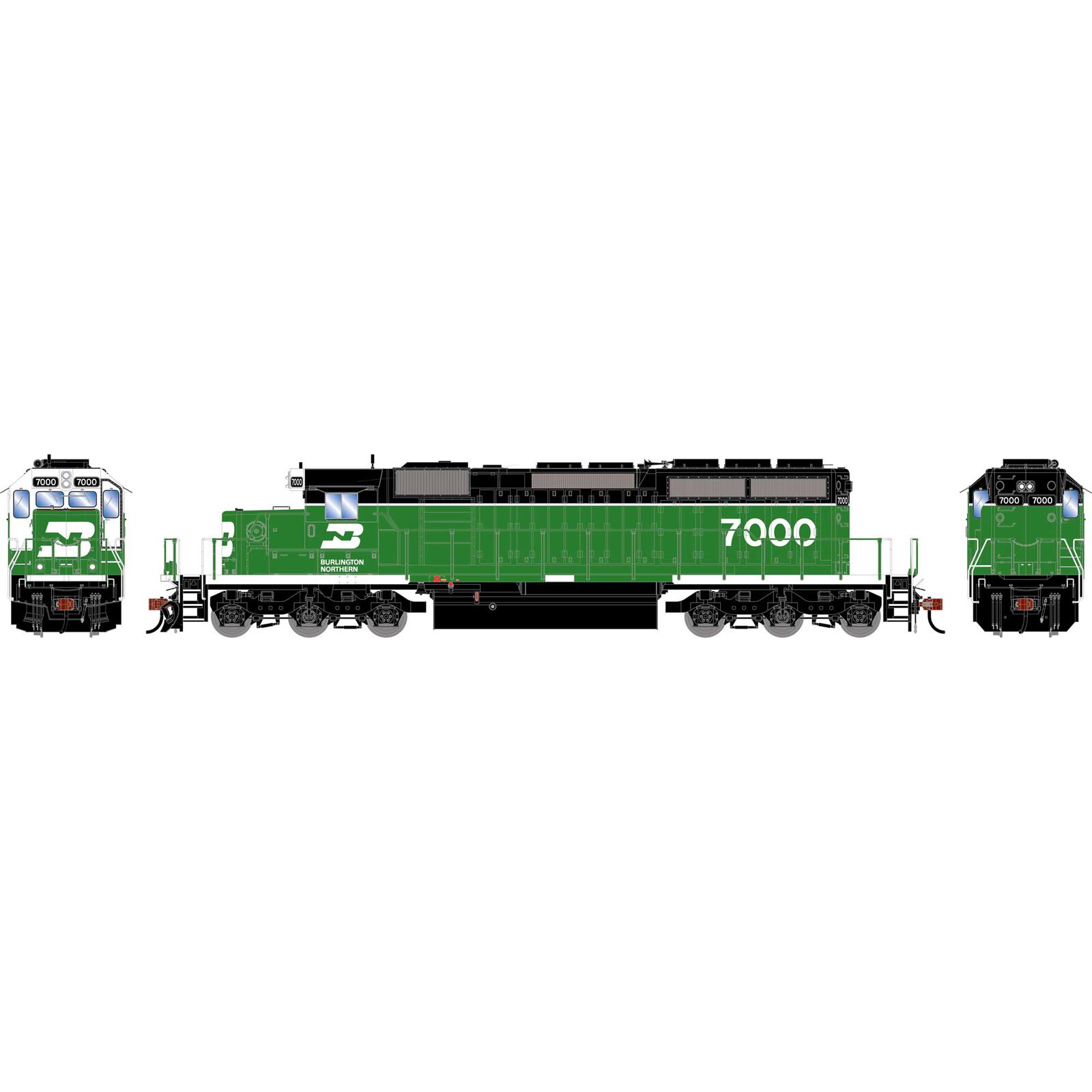 Athearn HO ATH SD40-2 Locomotive, BN 'White Face' #7000