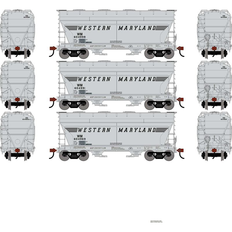 HO ATH ACF 2970 Covered Hopper, WM #604969/604991/604998 (3)
