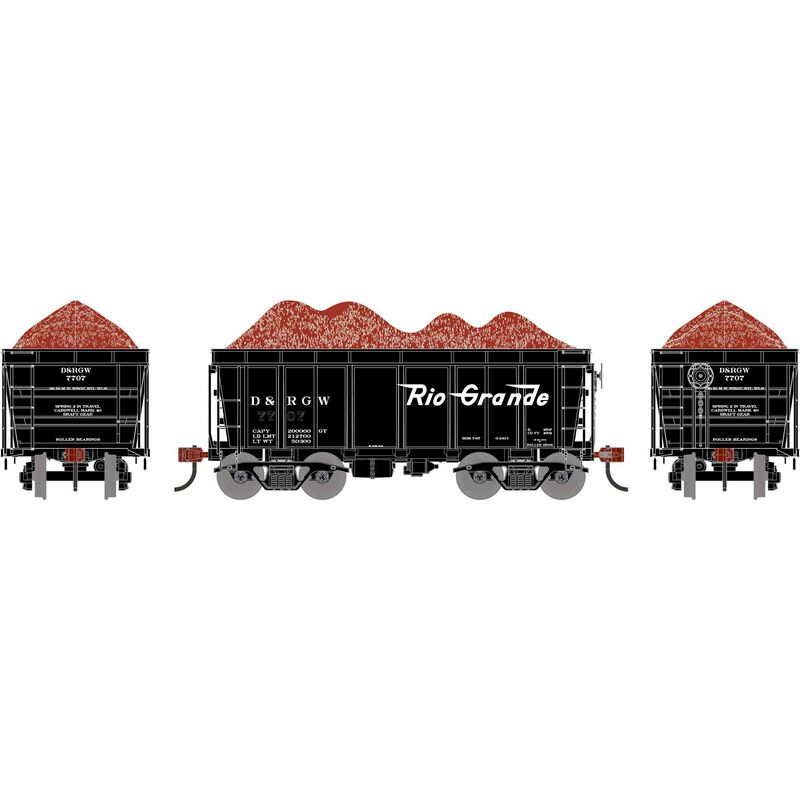 HO 26' PC&F Ore Car Tight-Bottom High Side with Load, DRGW Legendary Liveries #7707
