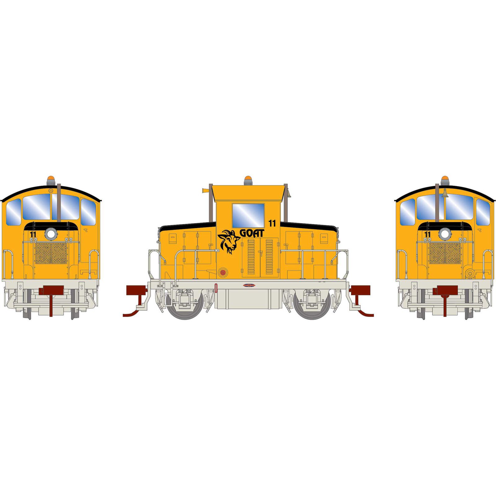 HO EMD Model 40 Locomotive, Yellow Shop Goat #11