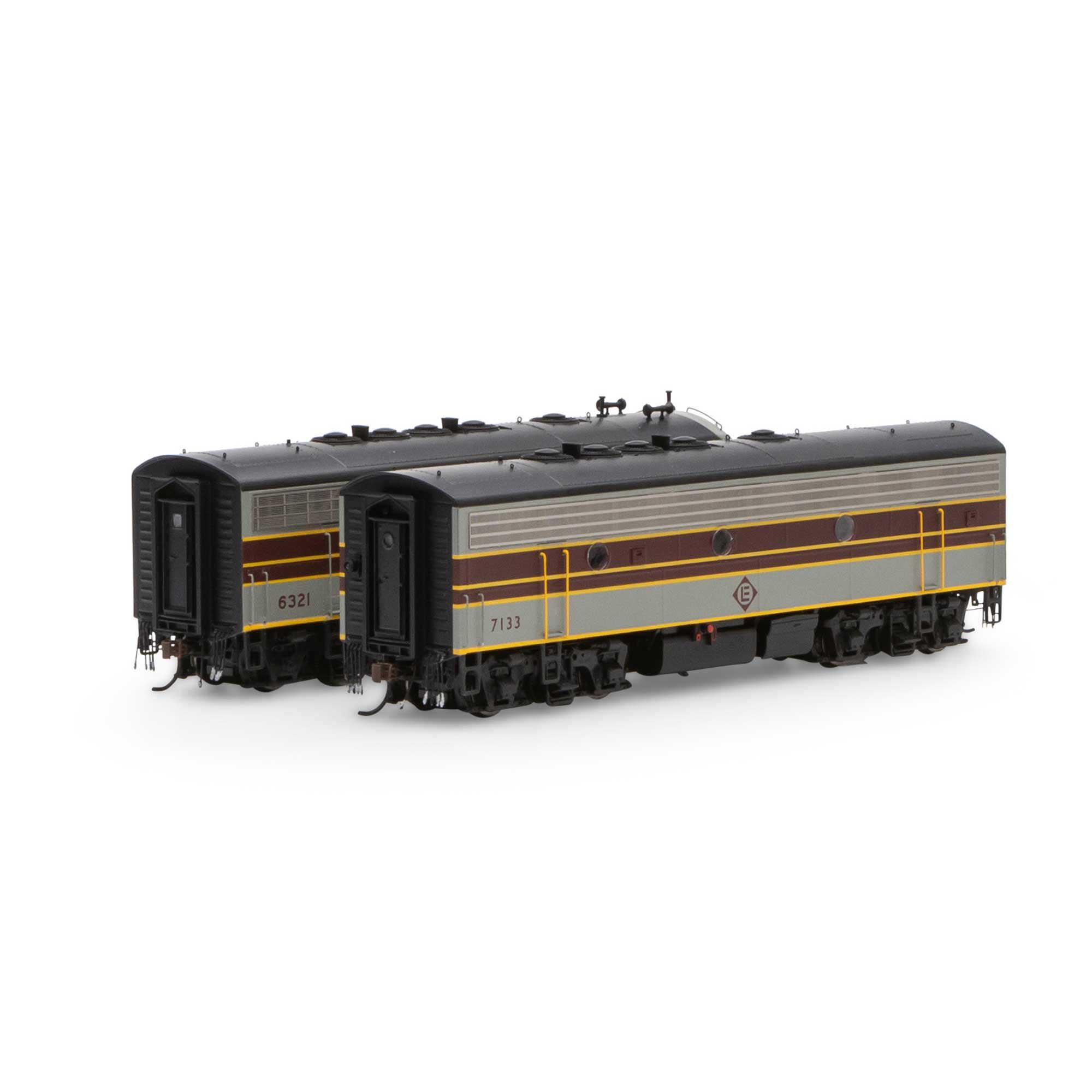 HO F7 A/B with DCC & Sound, EL/Freight #6321/#7133 Model Train