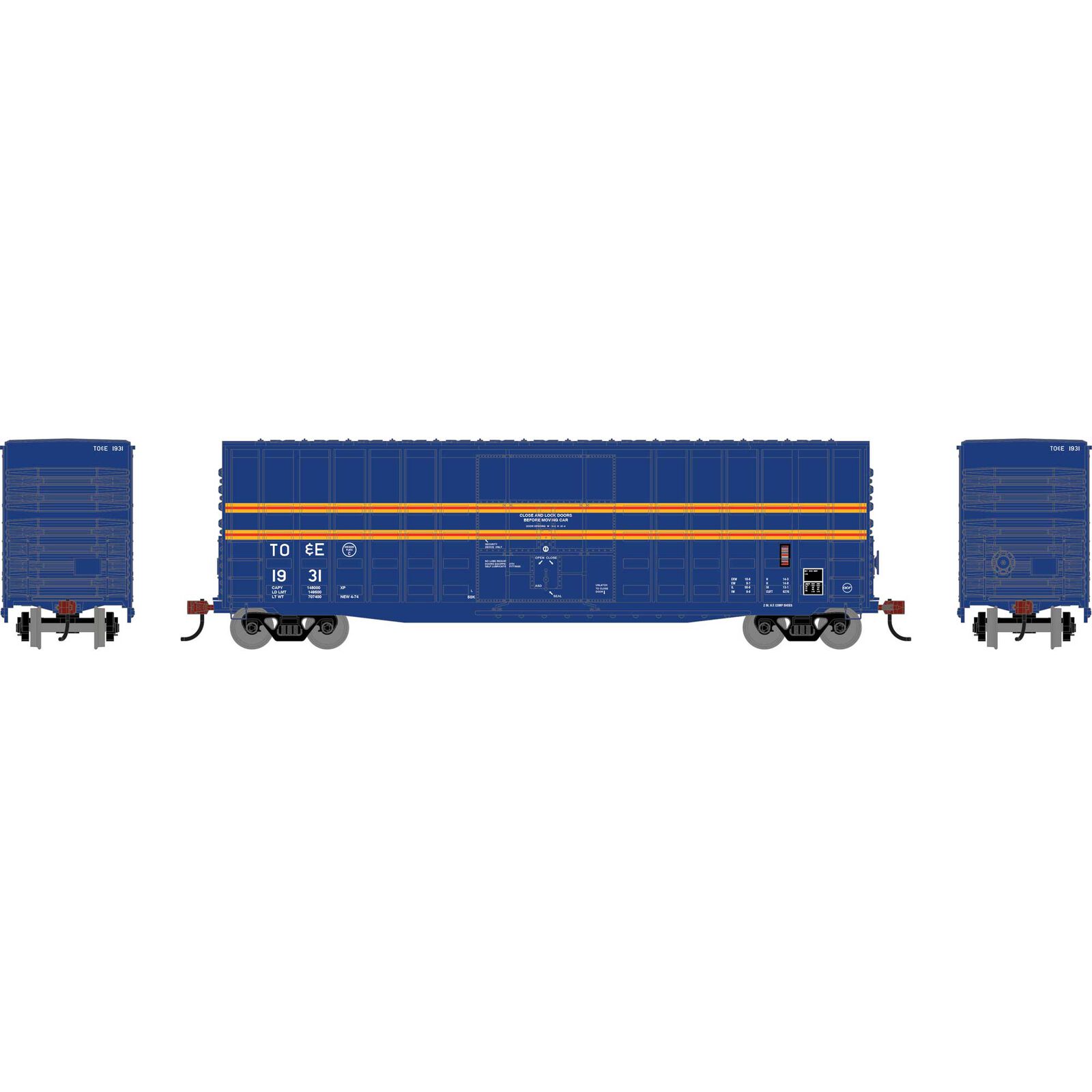 Roundhouse HO RND 50' Waffle High Cube Box Car TOE #1931