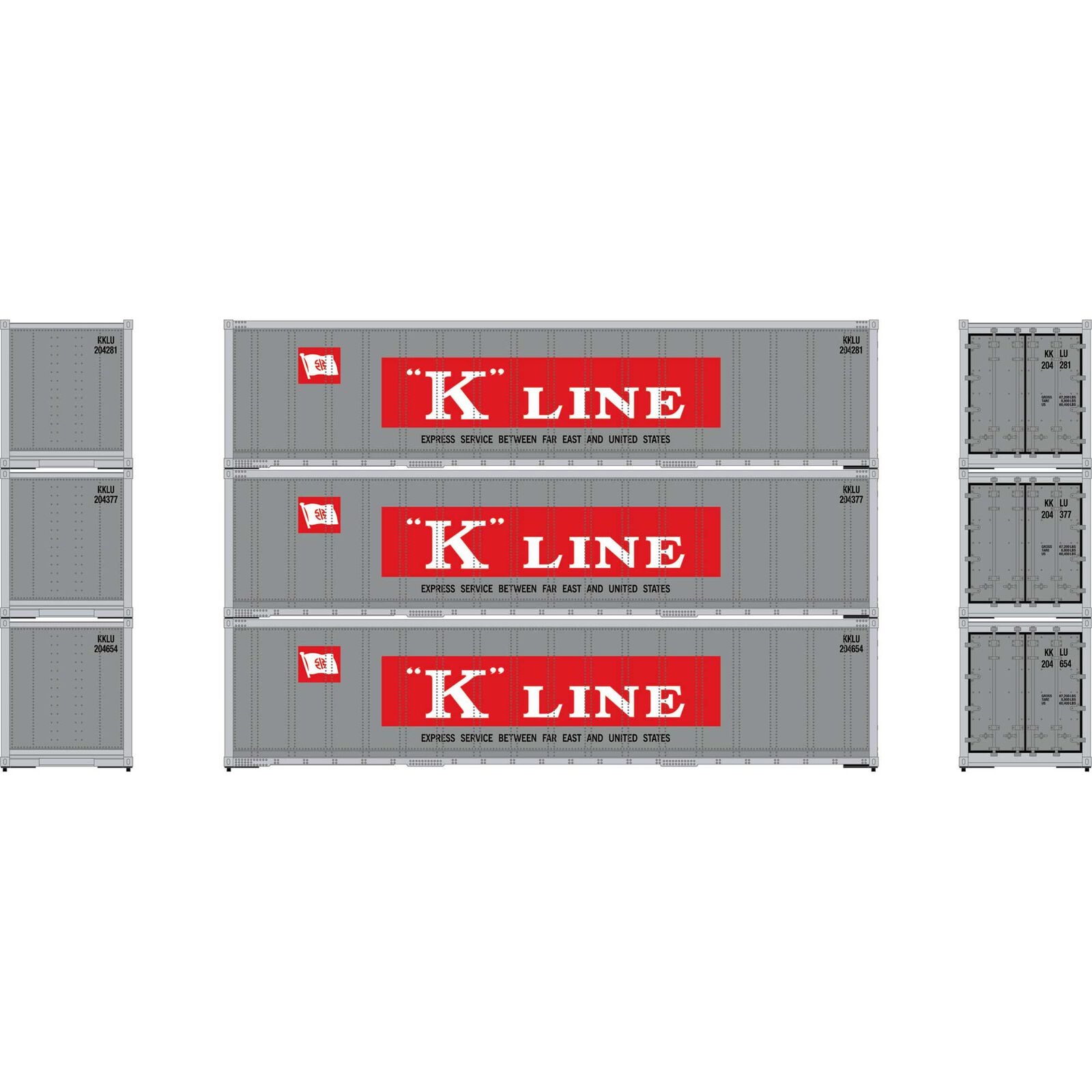 HO 40' Smooth Side Containers, KKLU #1 (3)