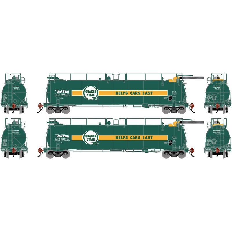 HO TankTrain Intermediate, GATX Quaker State #69252/69253 (2)