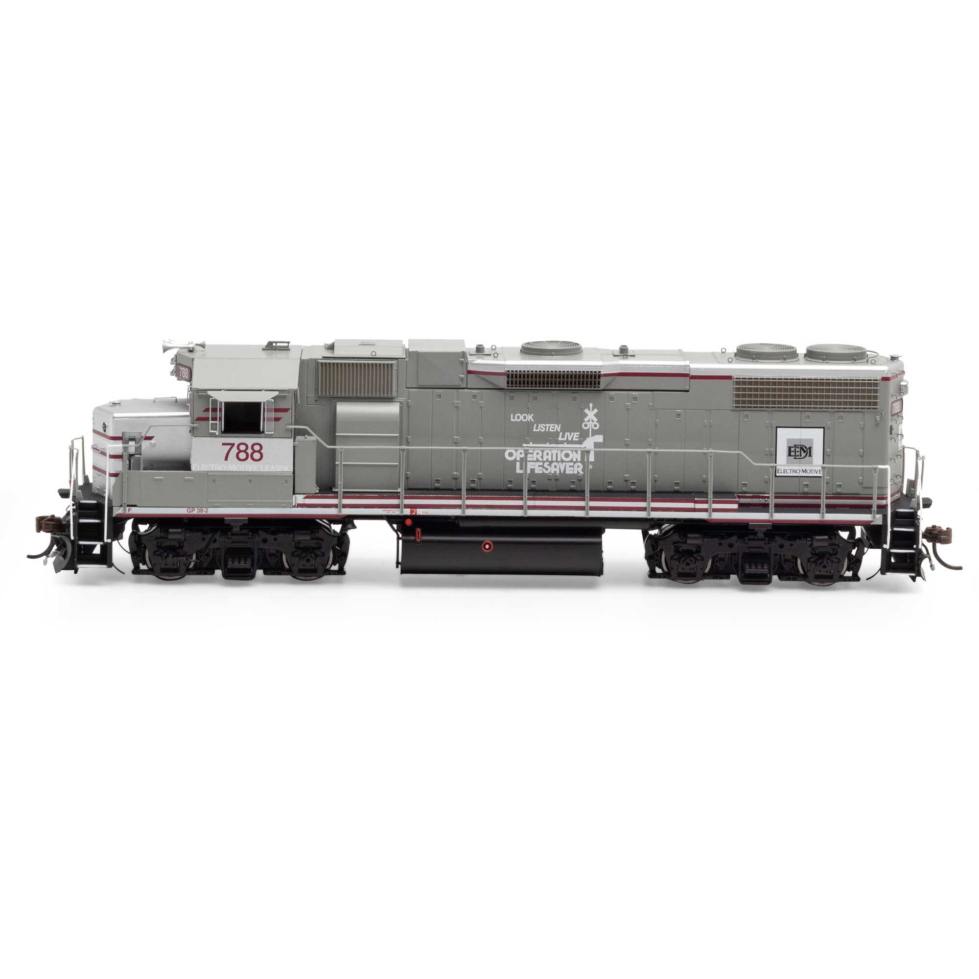 HO GP38-2 Locomotive with DCC & Sound, EMD Lease / OLS #788 Model