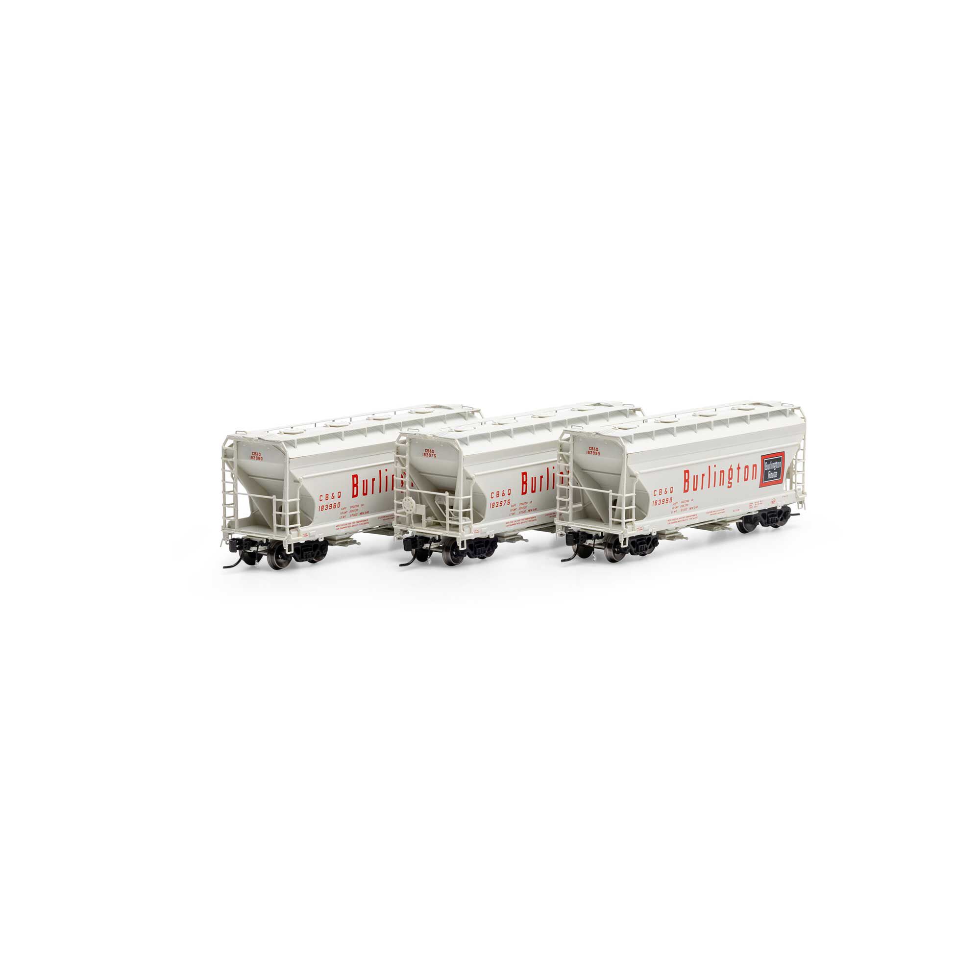 Athearn Genesis N ACF 2970 Covered Hopper, CB&Q (3) Model Train