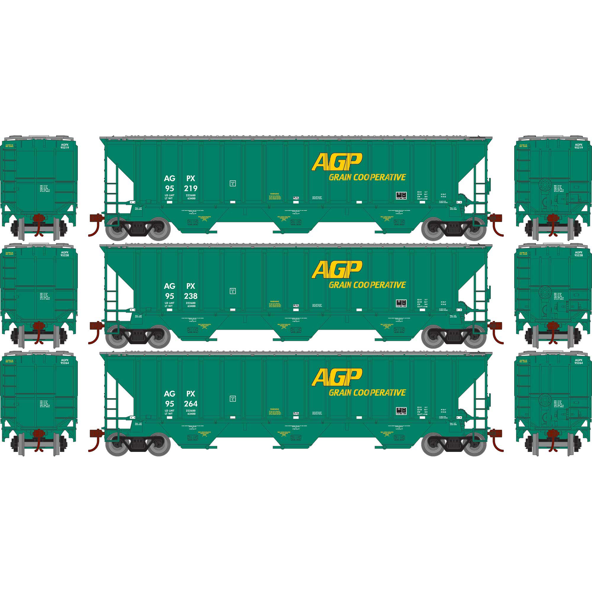 Athearn HO PS4740 Covered Hopper, AGPX #95219/95238/95264 Model