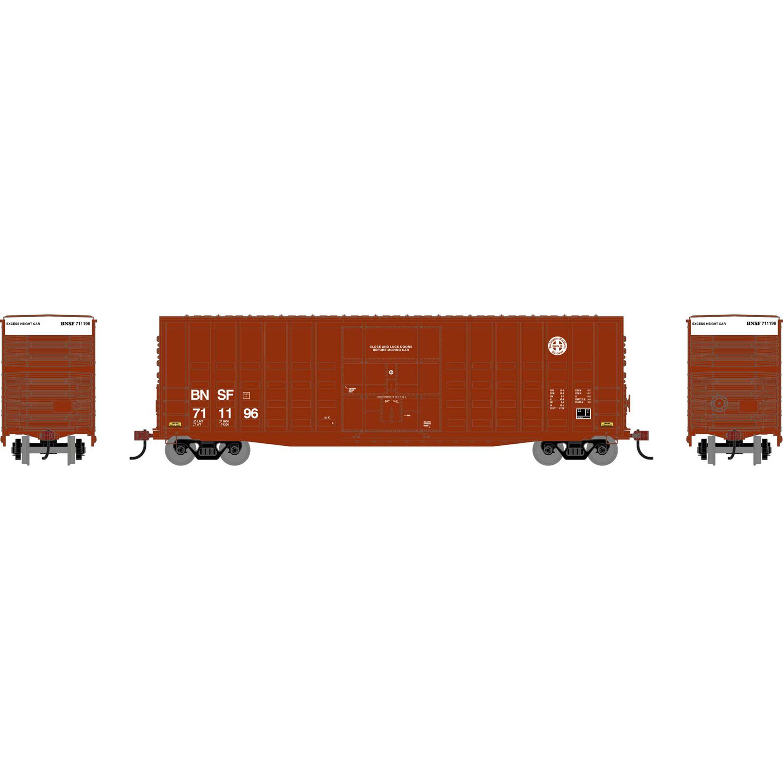 Roundhouse HO RND 50' Waffle High Cube Box Car BNSF #711196