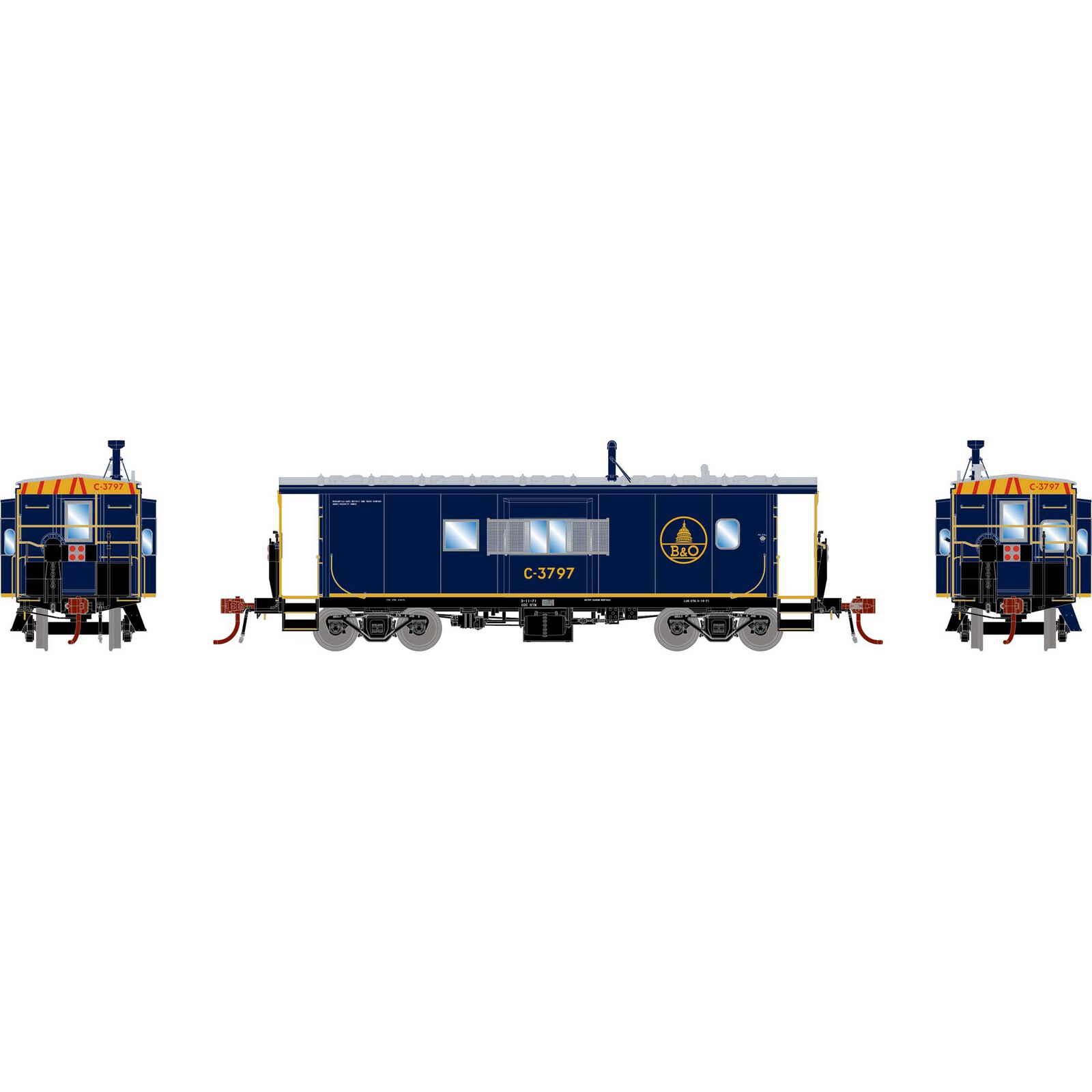 Athearn HO C-26 ICC Caboose with Lights, B&O #C-3797