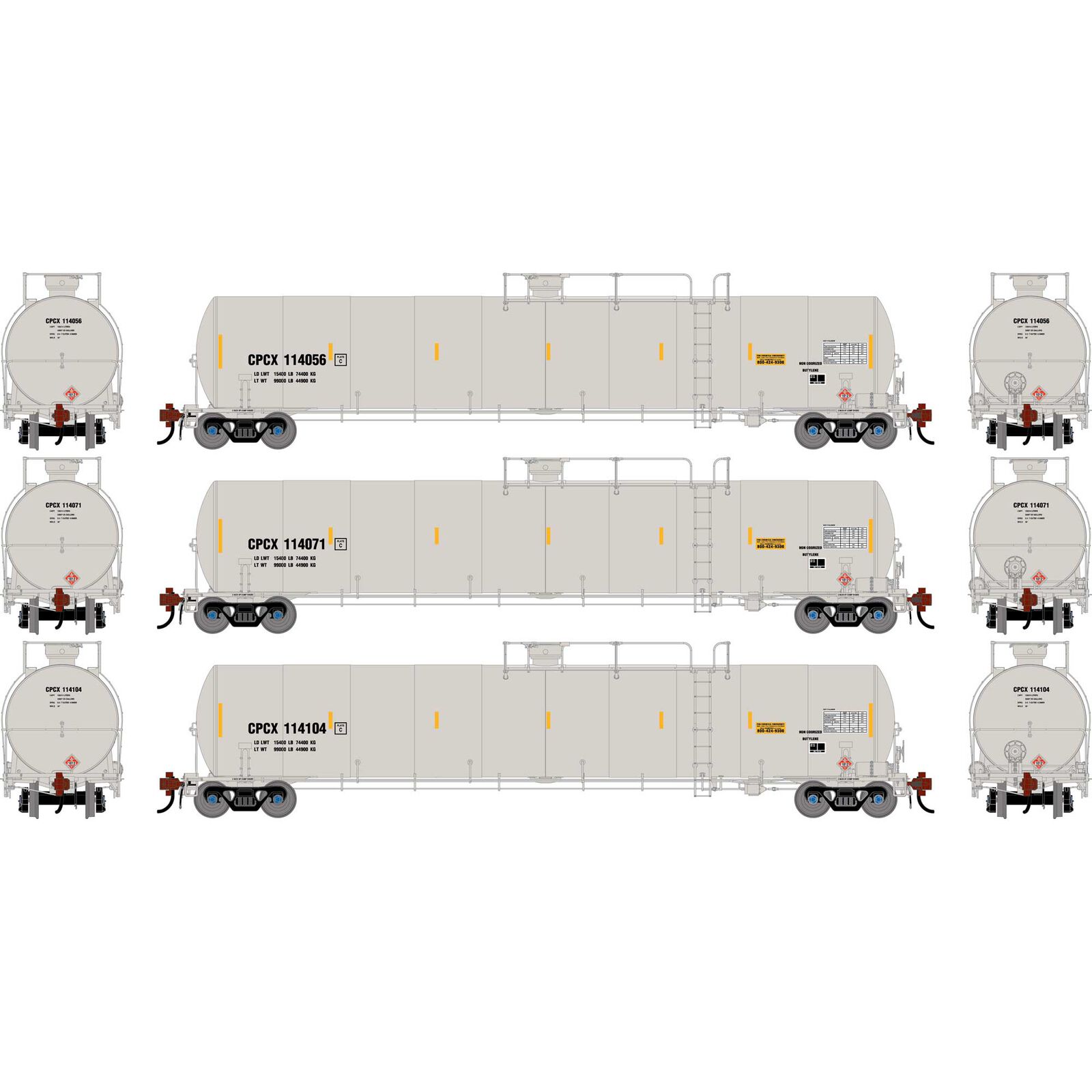 HO GEN UTC 33K LPG Tank Car, CPCX #114056/114071/114104 (3)