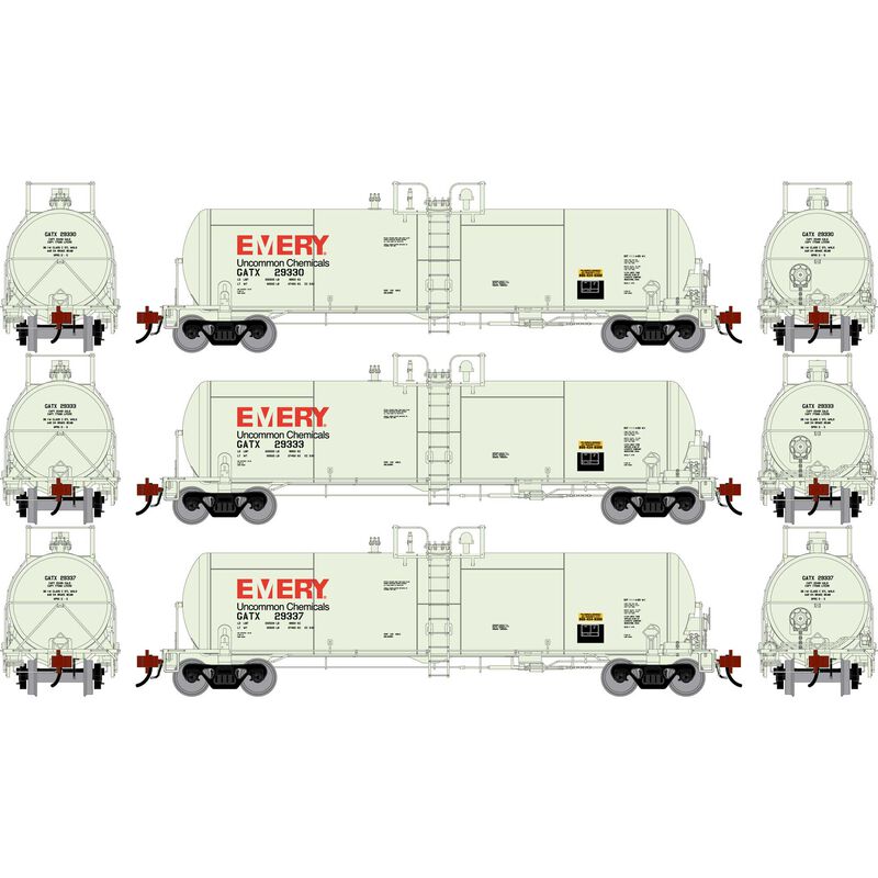 Athearn Genesis HO GEN GATC 20K Gallon Tank Car, GATX 'Emery' #29330/29333/29337 (3)