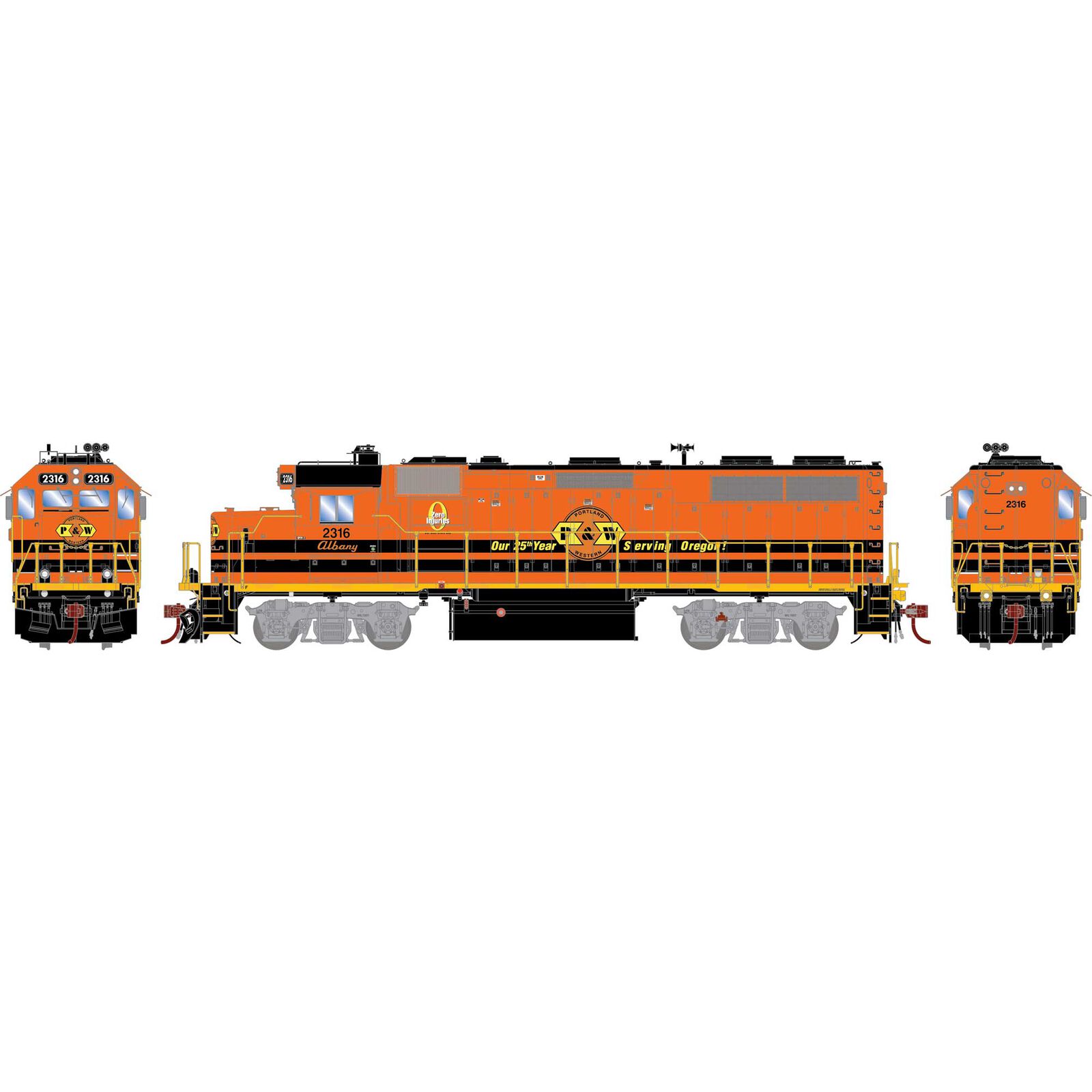 HO GP39-2 Locomotive, PNWR #2316