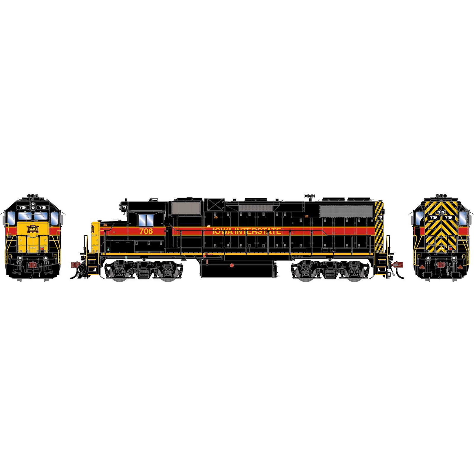 HO GEN GP38-2 Locomotive w/DCC & Sound, IAIS #706