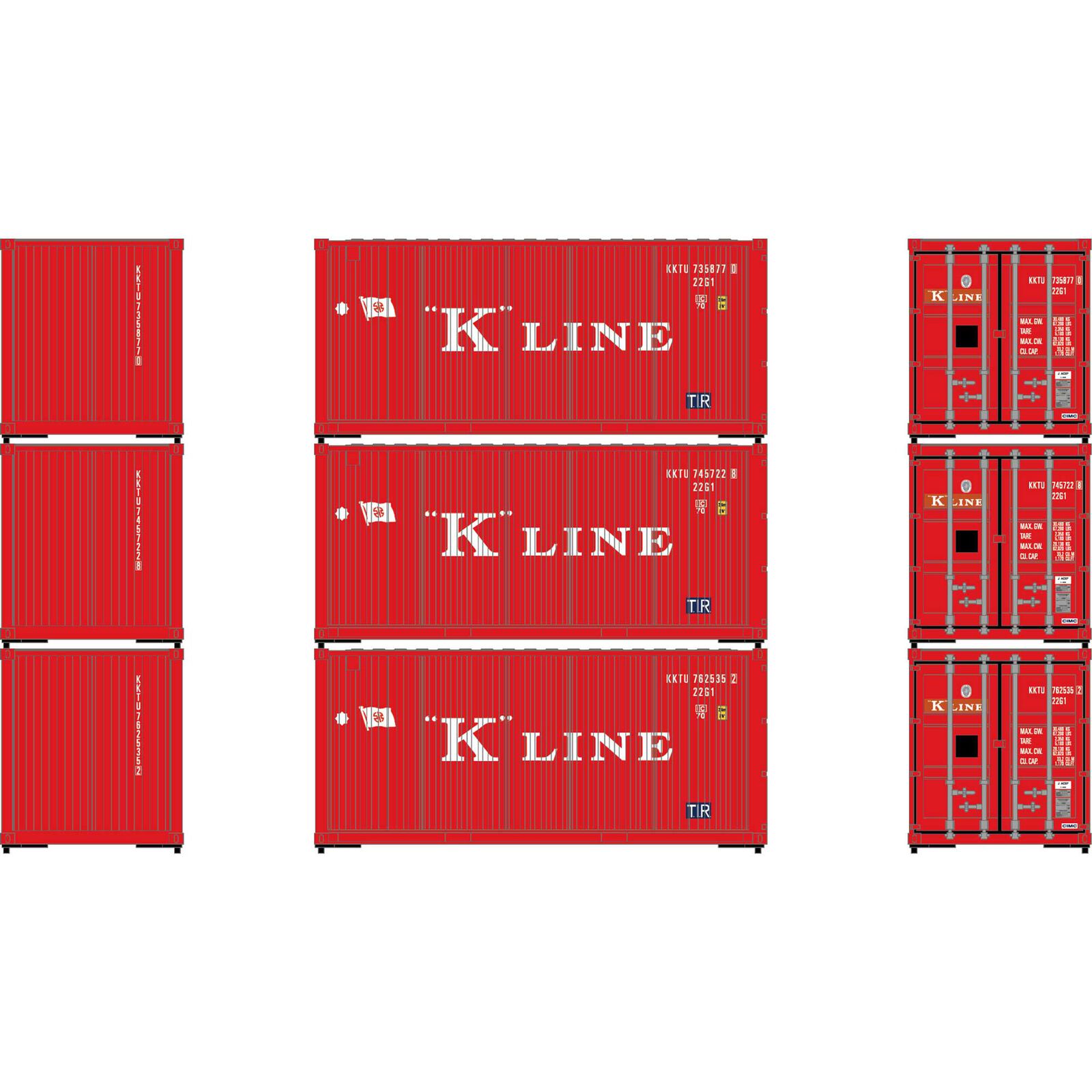 HO ATH 20' Corrugated Containers, KKTU #7358770/7457228/7625352 (3)