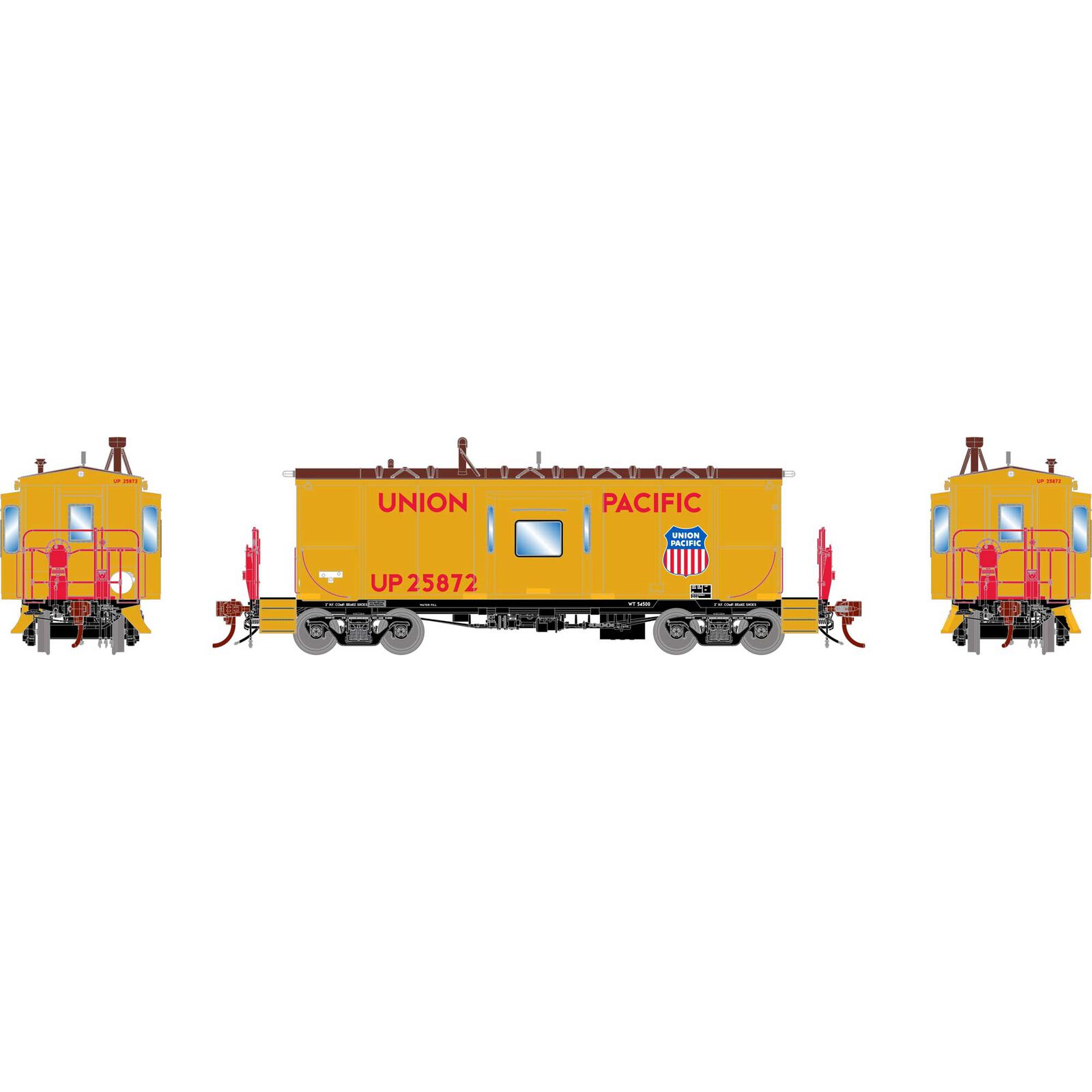 HO ICC CA-11 Caboose with Lights & Sound, UP 'Snowbus' #25872