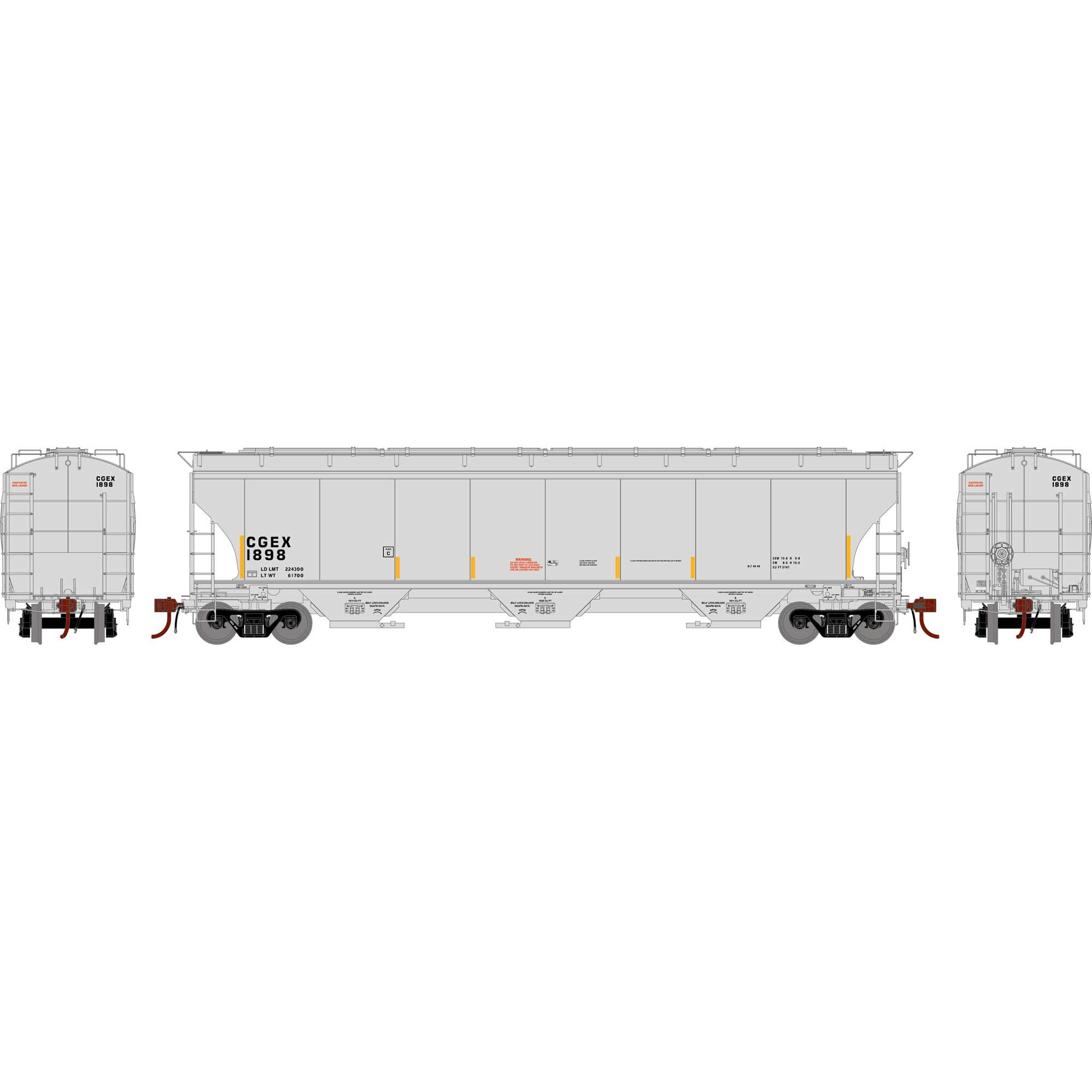 HO GEN Trinity 5161 Covered Hopper, CGEX #1898 Model Train