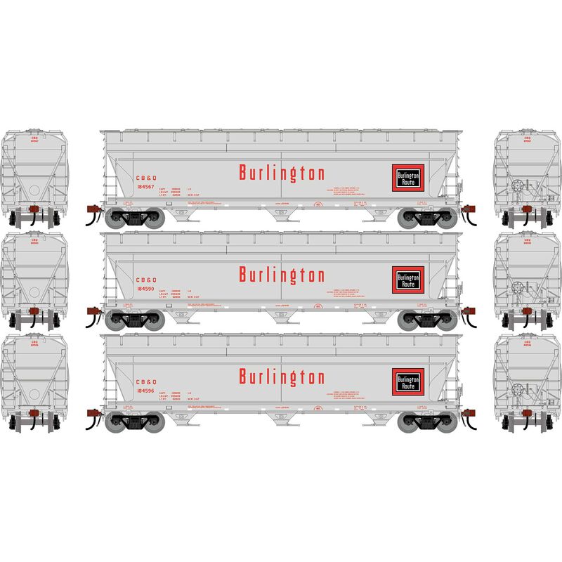 HO GEN ACF 4600 Covered Hopper, CBQ #184567/184590/184596 (3)