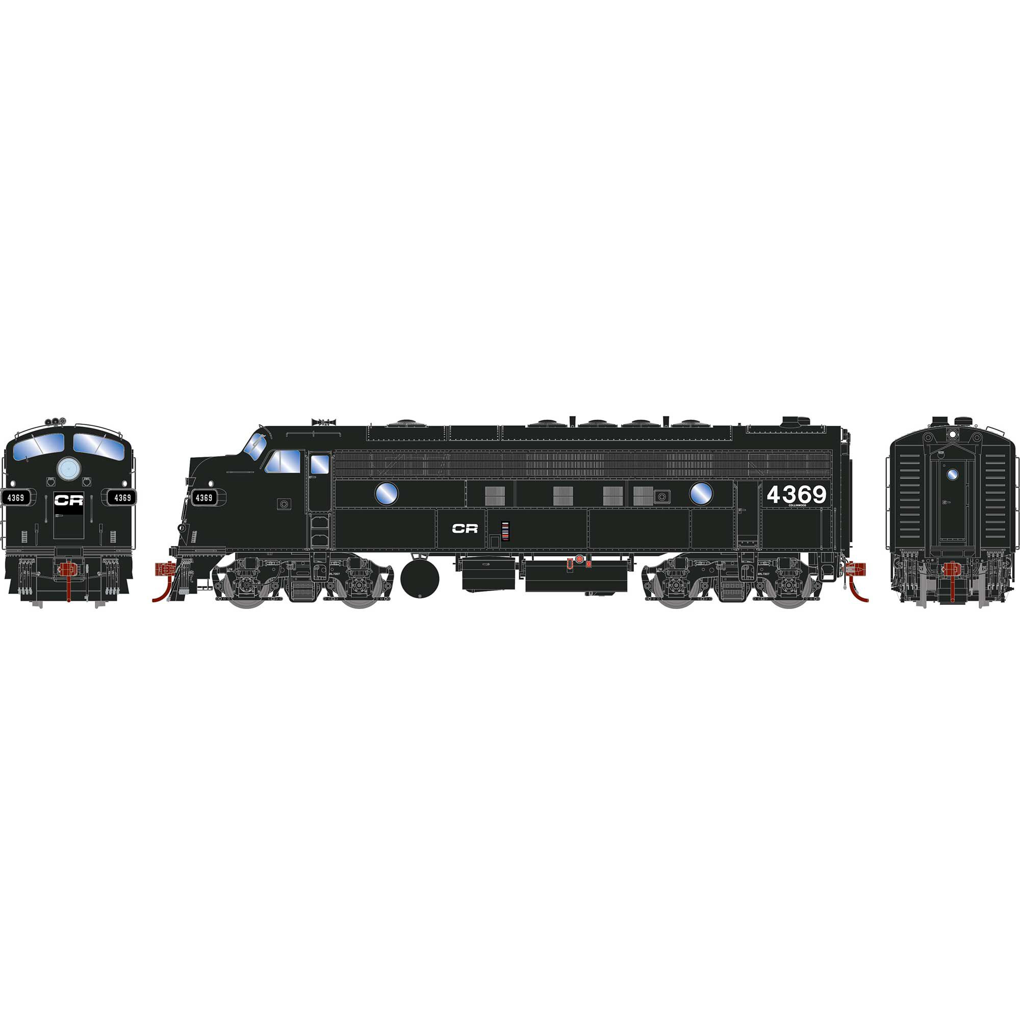 HO FP7 Locomotive with DCC & Sound, CR #4369 Model Train