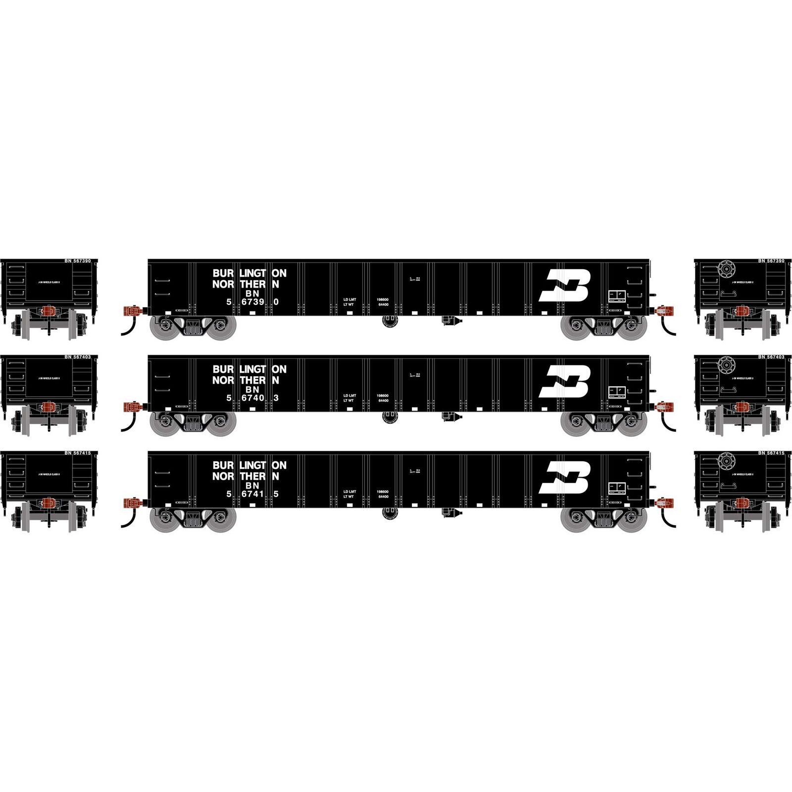 HO 52' Mill Gondola, BN #567390/567403/567415 (3)