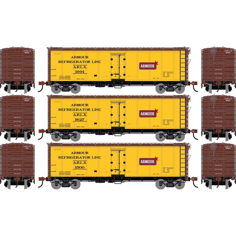 HO ATH 40' Steel Refrigerator Car, ARLX #1500/1627/1991 (3)