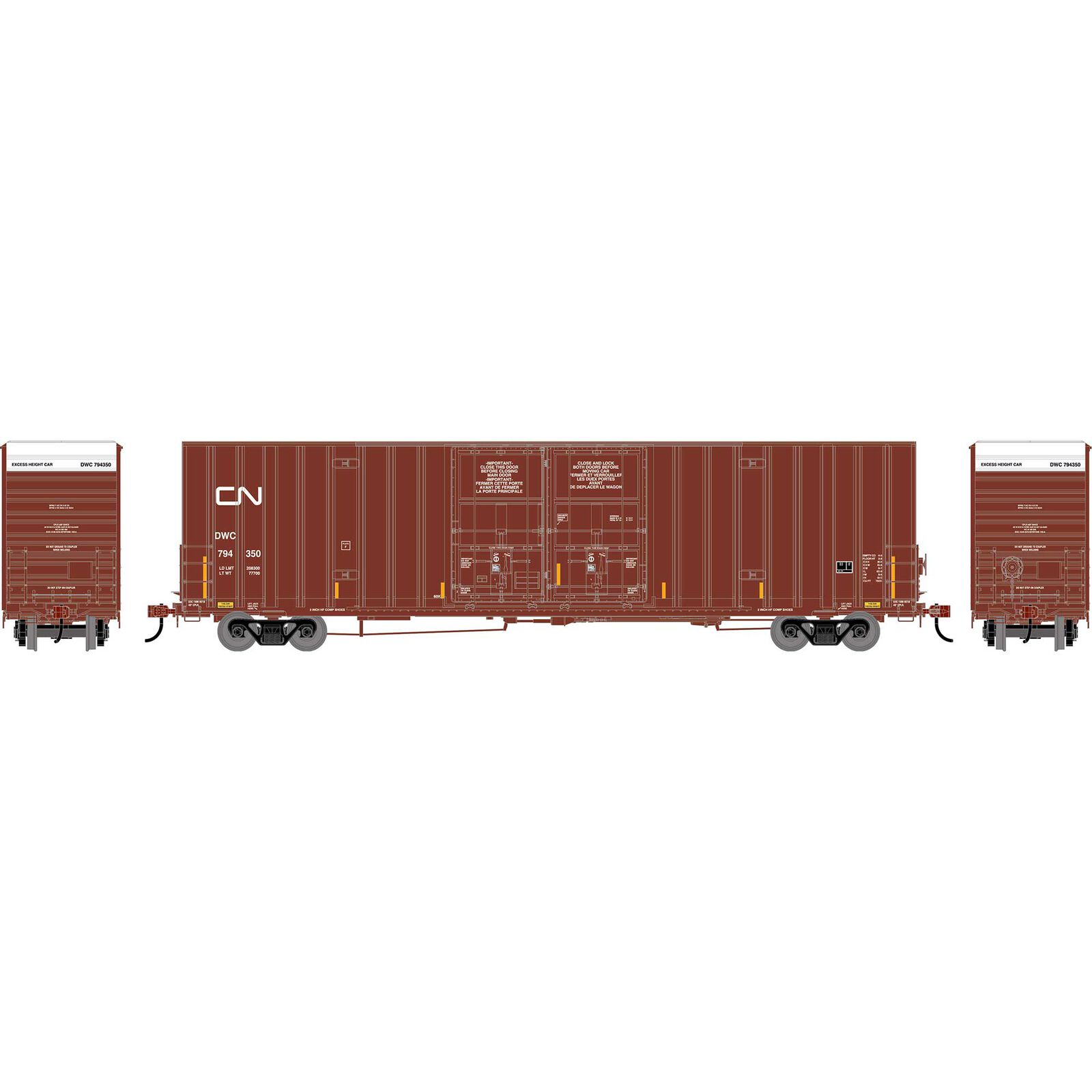 HO ATH 60' Gunderson High-Cube Double Door Box Car, DWC #794350