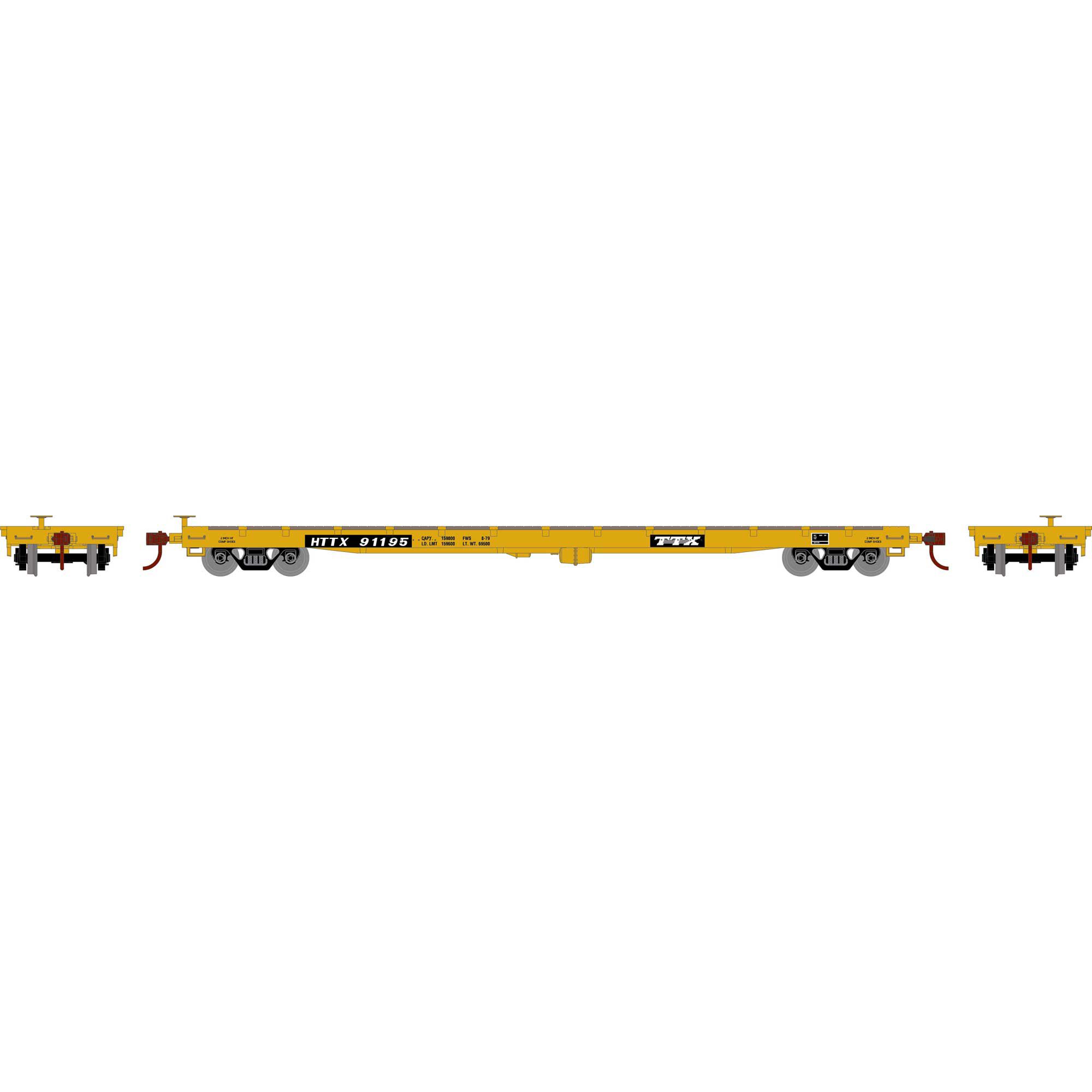 Athearn HO RTR 60' Flat TTX #91195 Model Train | Athearn | Athearn