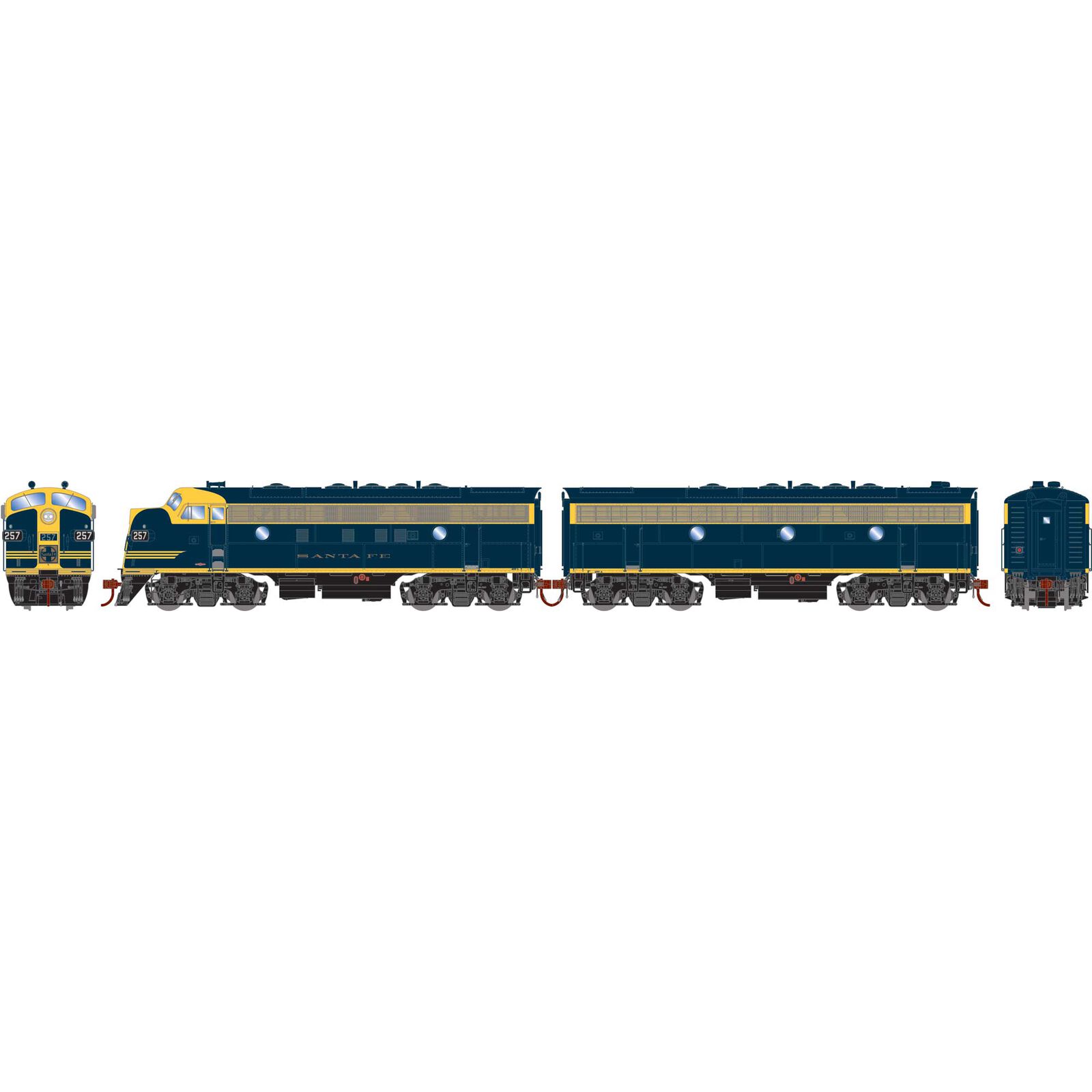 HO F7A / F7B Locomotive Set, ATSF #257L, #257A