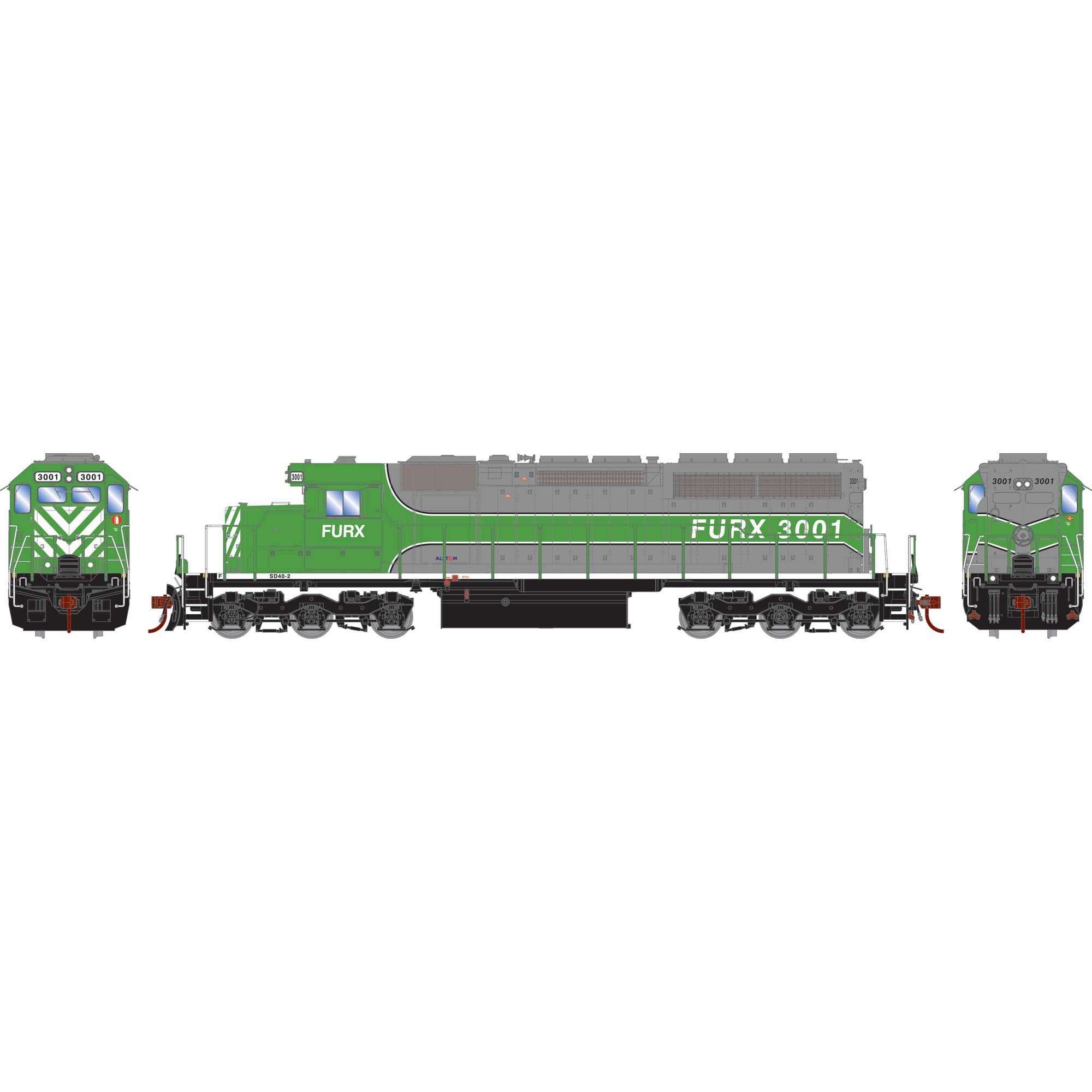 HO RTR SD40 (SD40-2), FURX #3001 Model Train | Athearn