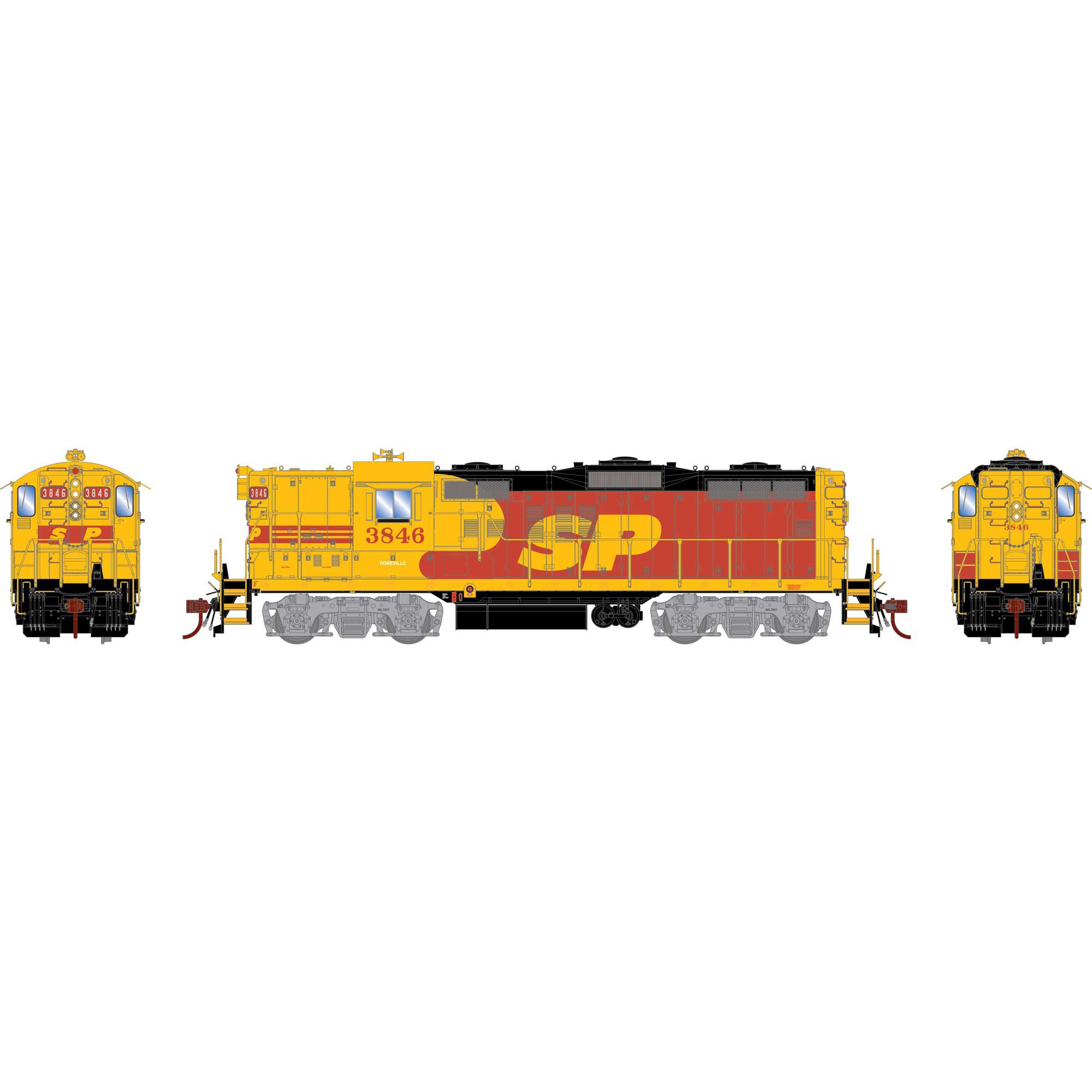 Athearn HO GP9E Locomotive, SP/Kodachrome #3846 Model Train