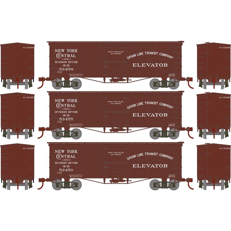 HO RND 36' Old Time Box Car, NYC #53450/53455/53459 (3)