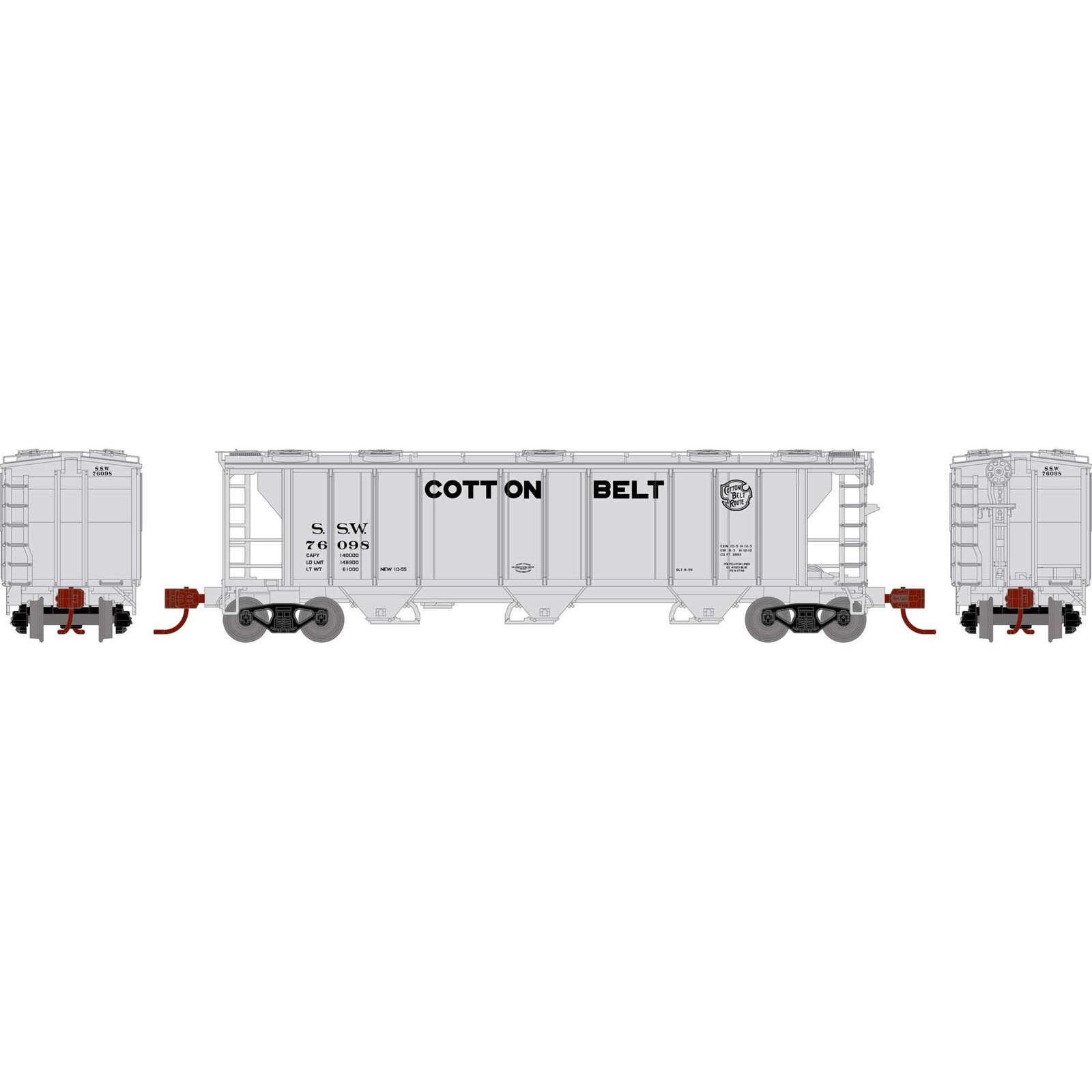 N PS-2 2893 3-Bay Covered Hopper, SSW #76098