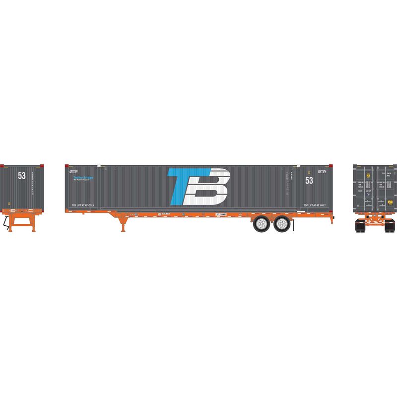 HO ATH 53' Chassis w/Container, Chassis- LSFZ #134489, Container- TRBU #534381-1