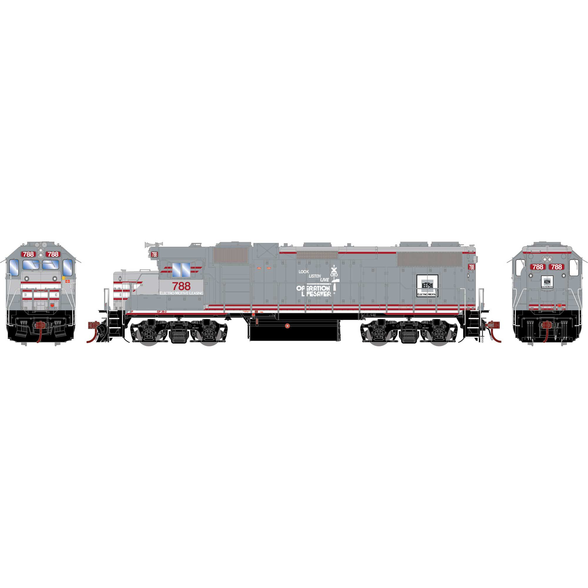 HO GP38-2 Locomotive, EMD Lease / OLS #788 Model Train | Athearn