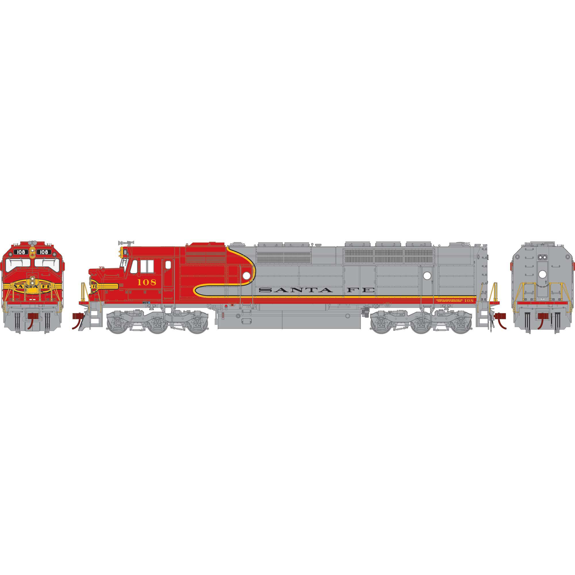 HO FP45, SF/Red & Silver/Small Lettering #108 Model Train