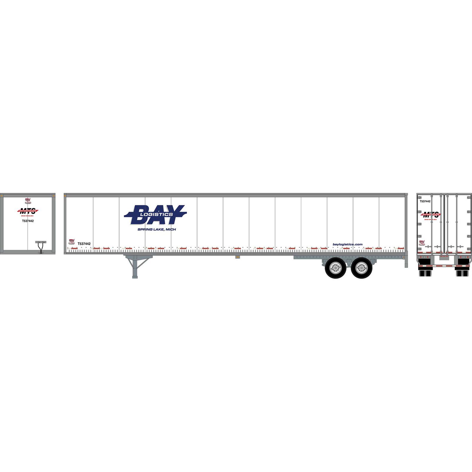 HO RTR 53' Wabash Plate Trailer, Bay Logistics #2