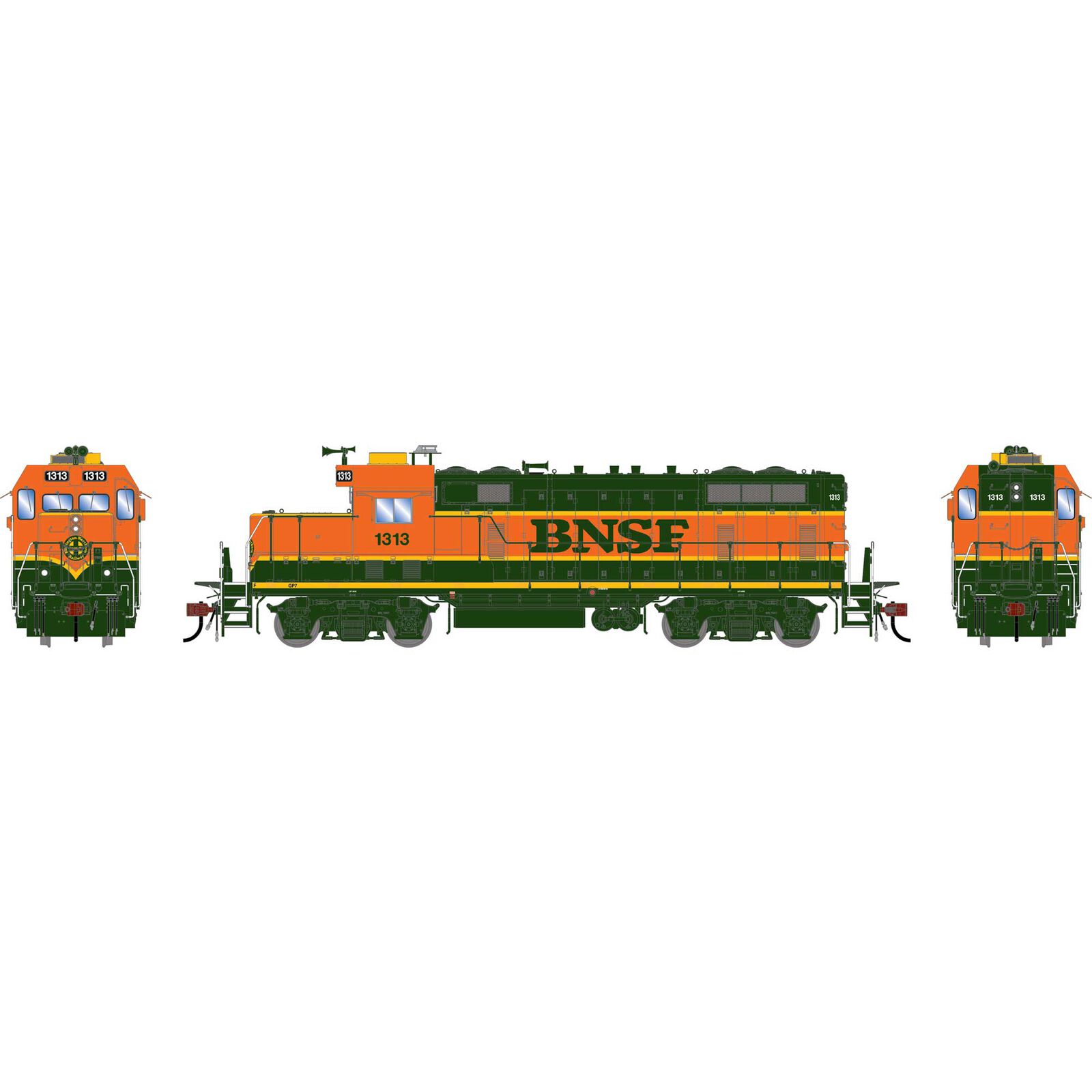Athearn Genesis HO GEN GP7u Locomotive w/DCC & Sound, BNSF 'H1' #1313