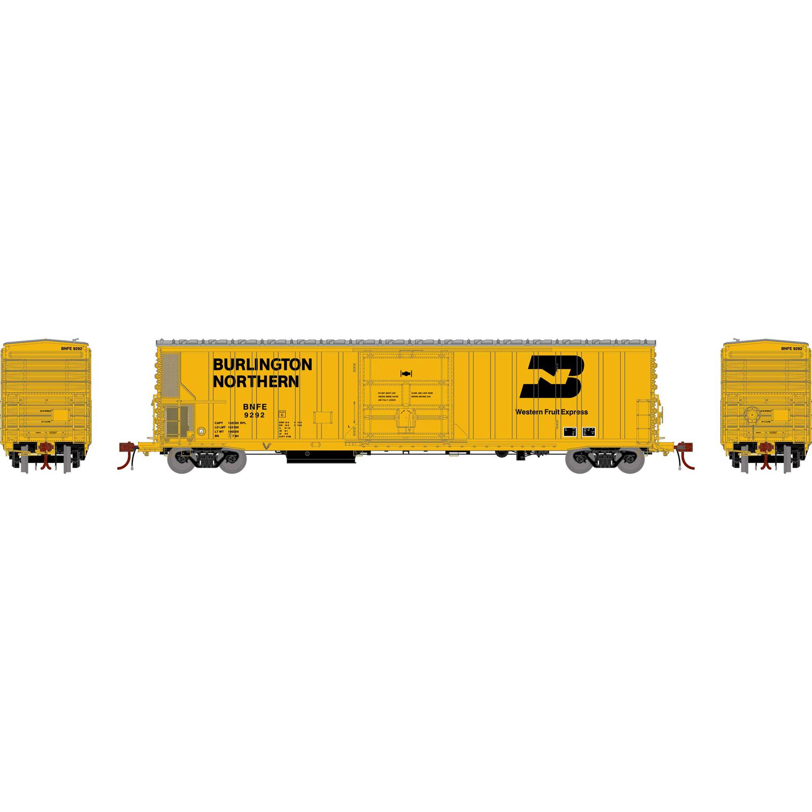 HO FGE 57' Mechanical Reefer, BNFE/Yellow #9292